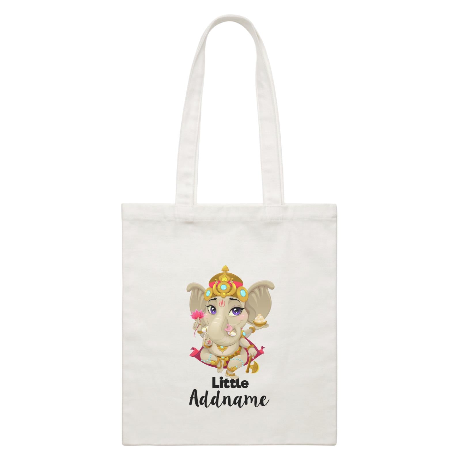 Artistic Ganesha Little Addname White Canvas Bag