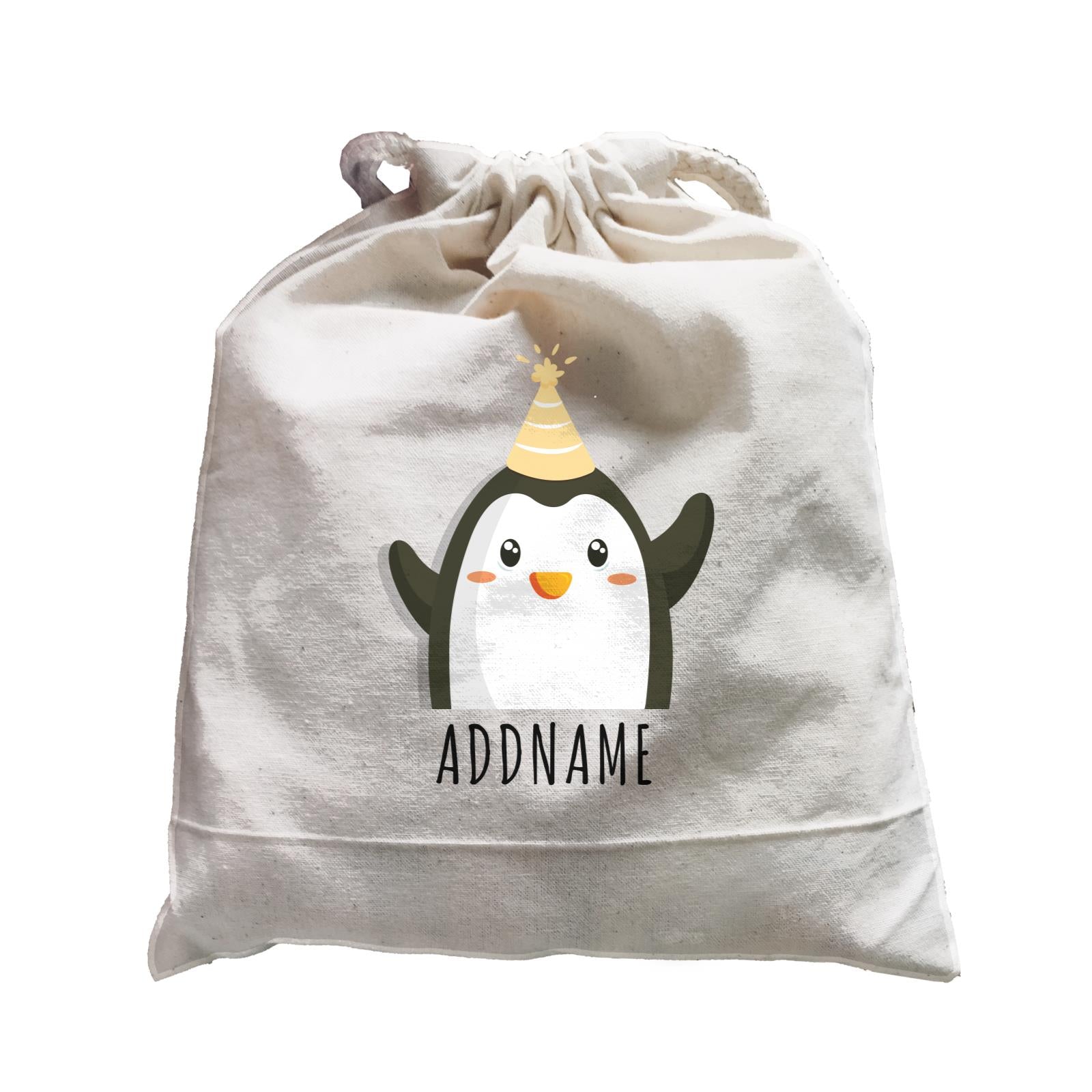 Birthday Cute Penguin Wearing Party Hat Addname Satchel