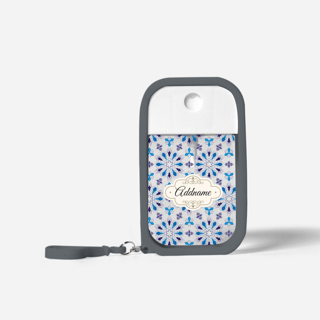 Moroccan Series Refillable Hand Sanitizer with Personalisation - Arabesque Frost Grey