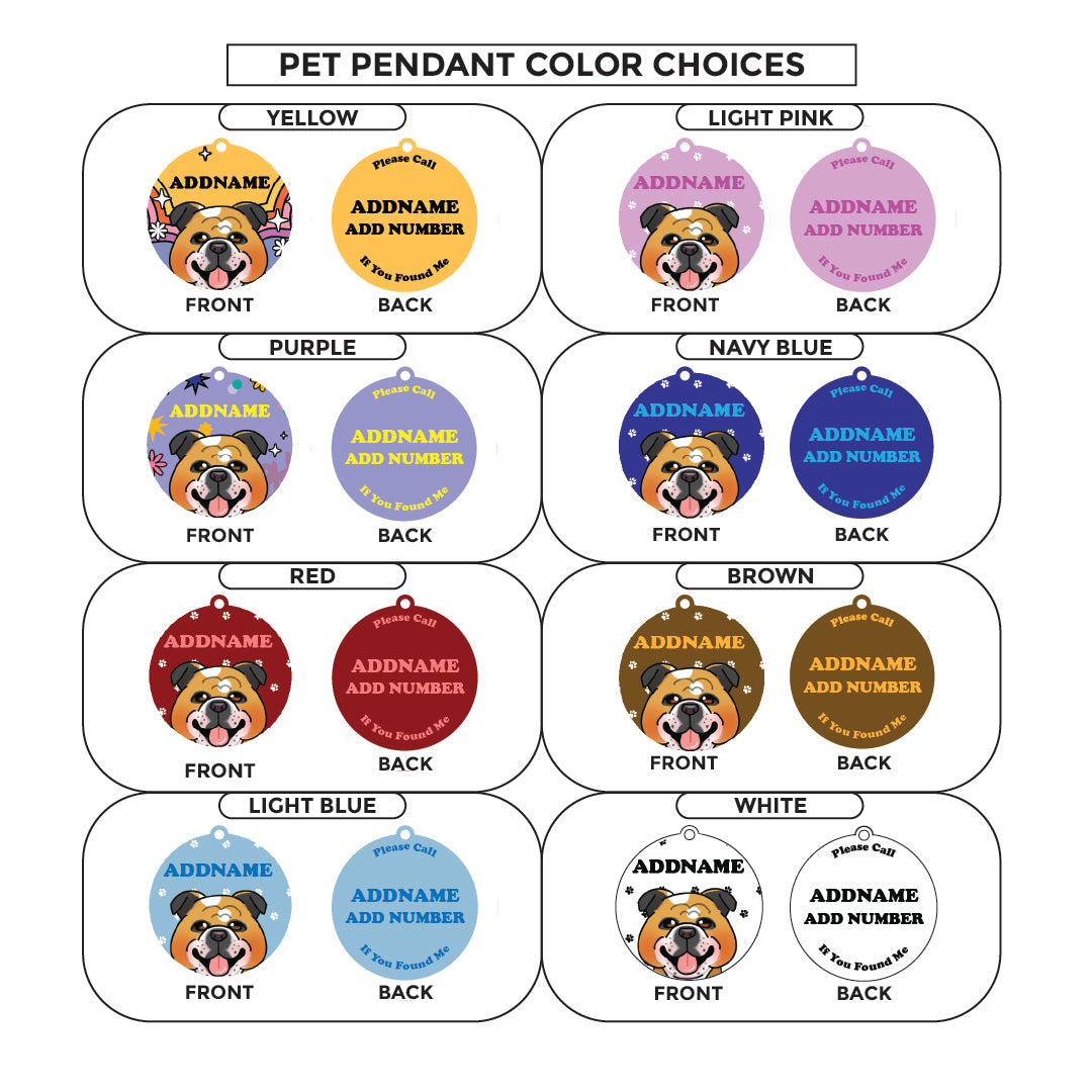 Paw Print Series - English Bulldog Large Dog Pet Pendant with Collar