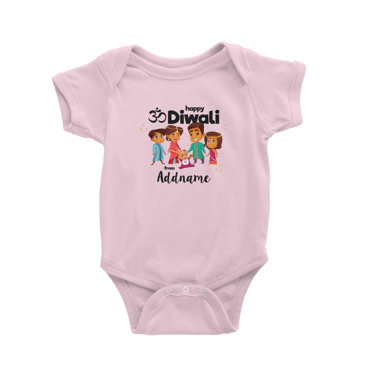 Cute Family Of Five OM Happy Diwali From Addname Baby Romper
