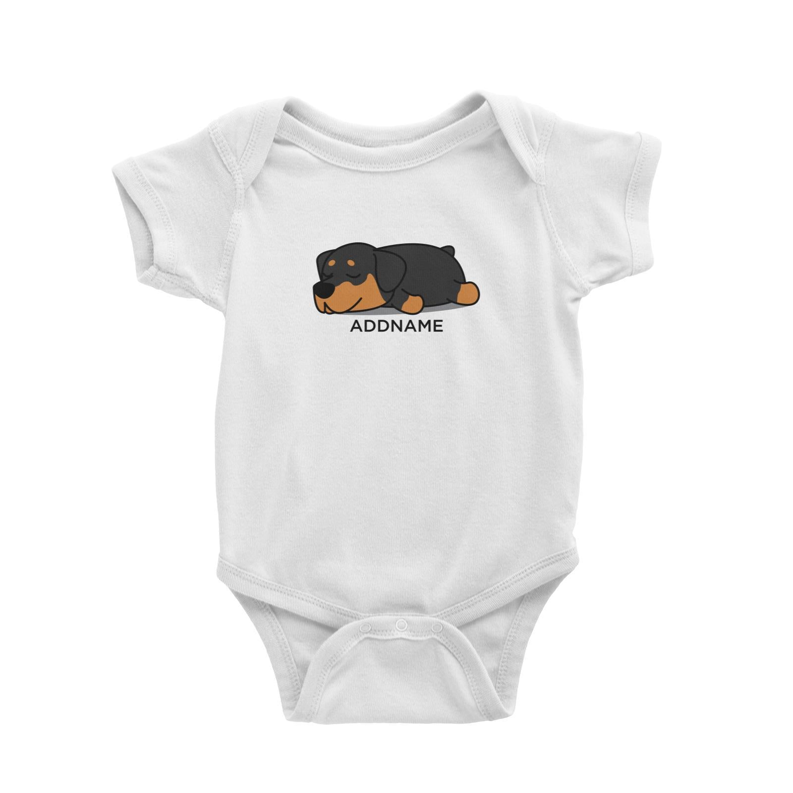 Lazy Rottweiler Dog Addname Baby Romper