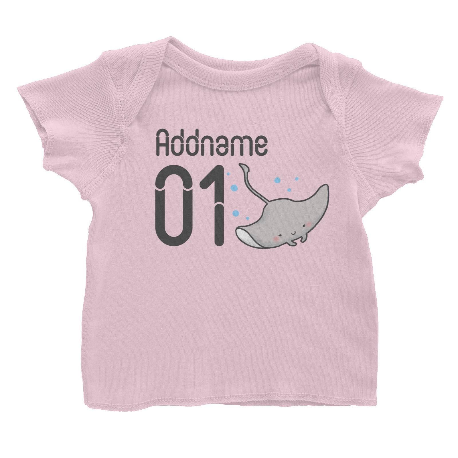 Name and Number Cute Hand Drawn Style Stingray Baby T-Shirt