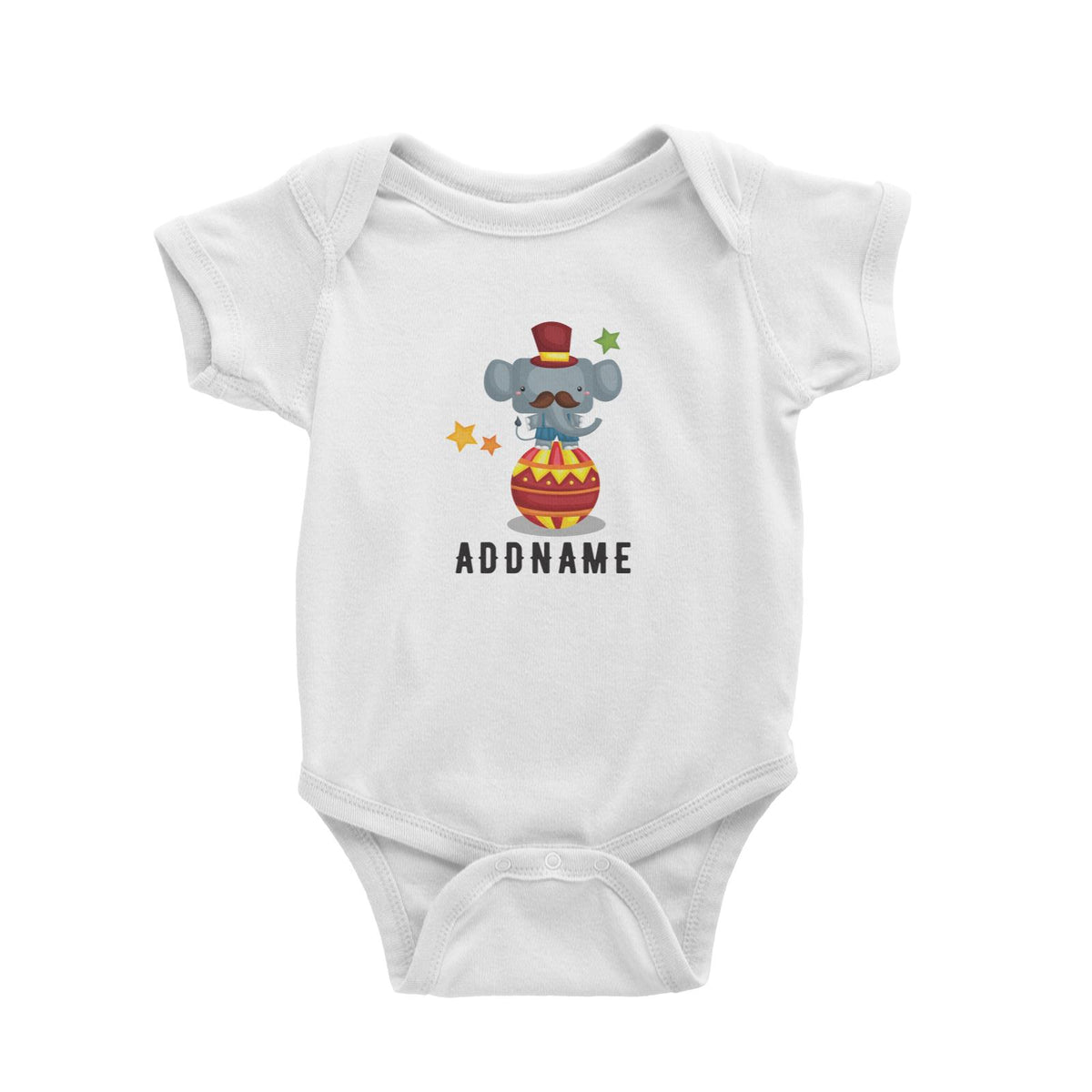 Birthday Circus Suit Elephant Standing Ball Performance Addname Baby Romper