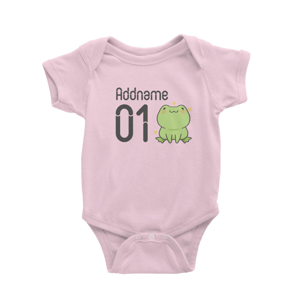 Name and Number Cute Hand Drawn Style Frog Baby Romper