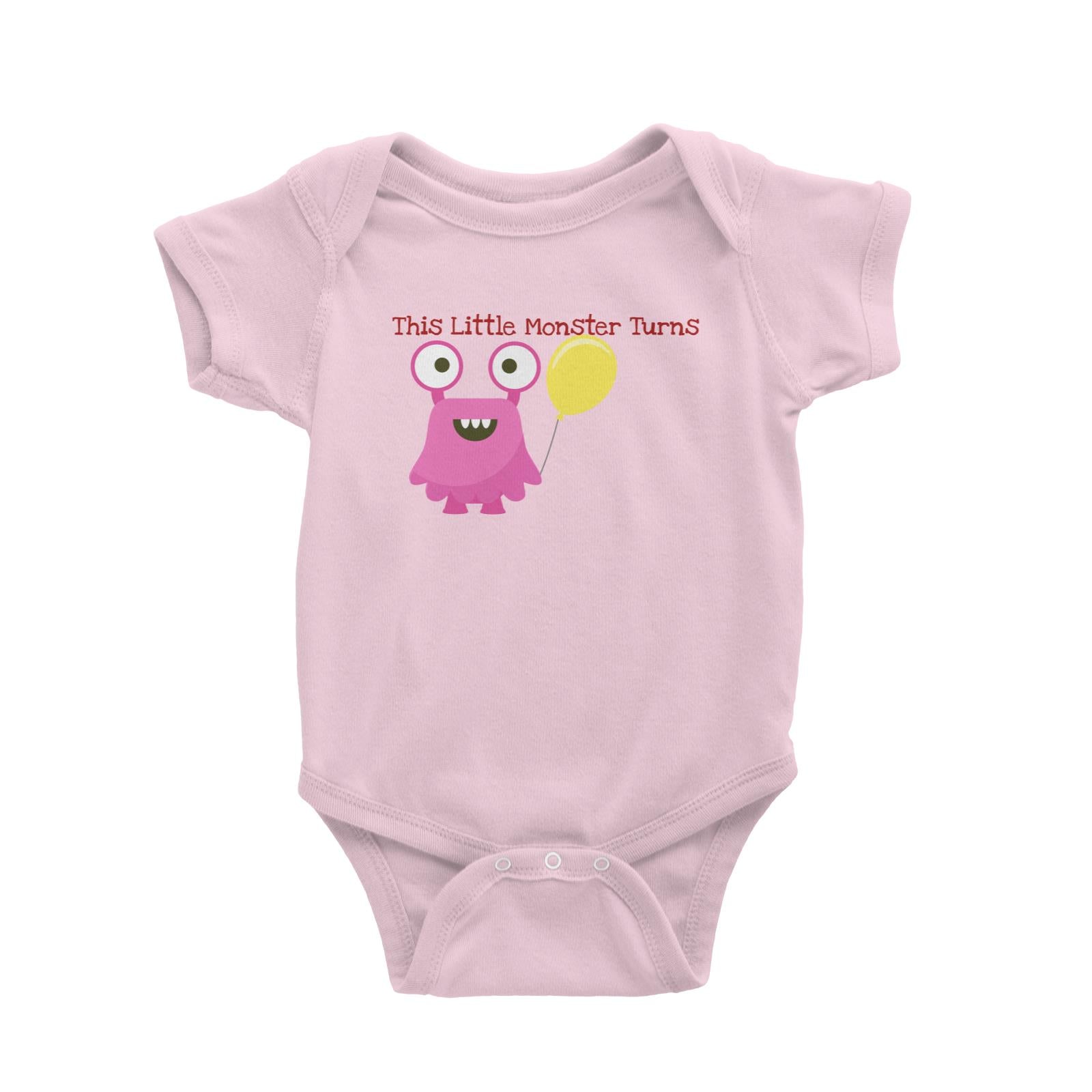 Pink Monster Birthday Theme Personalizable with Name and Number Baby Romper