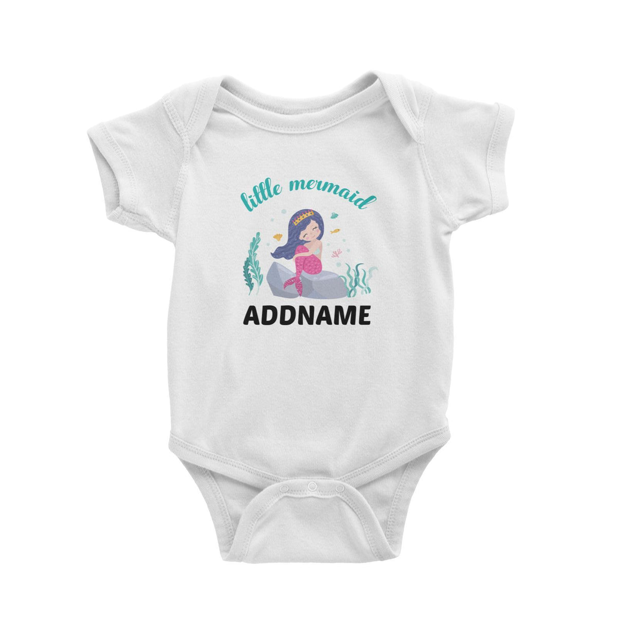 Little Mermaid  Darkblue Hair Addname Baby Romper