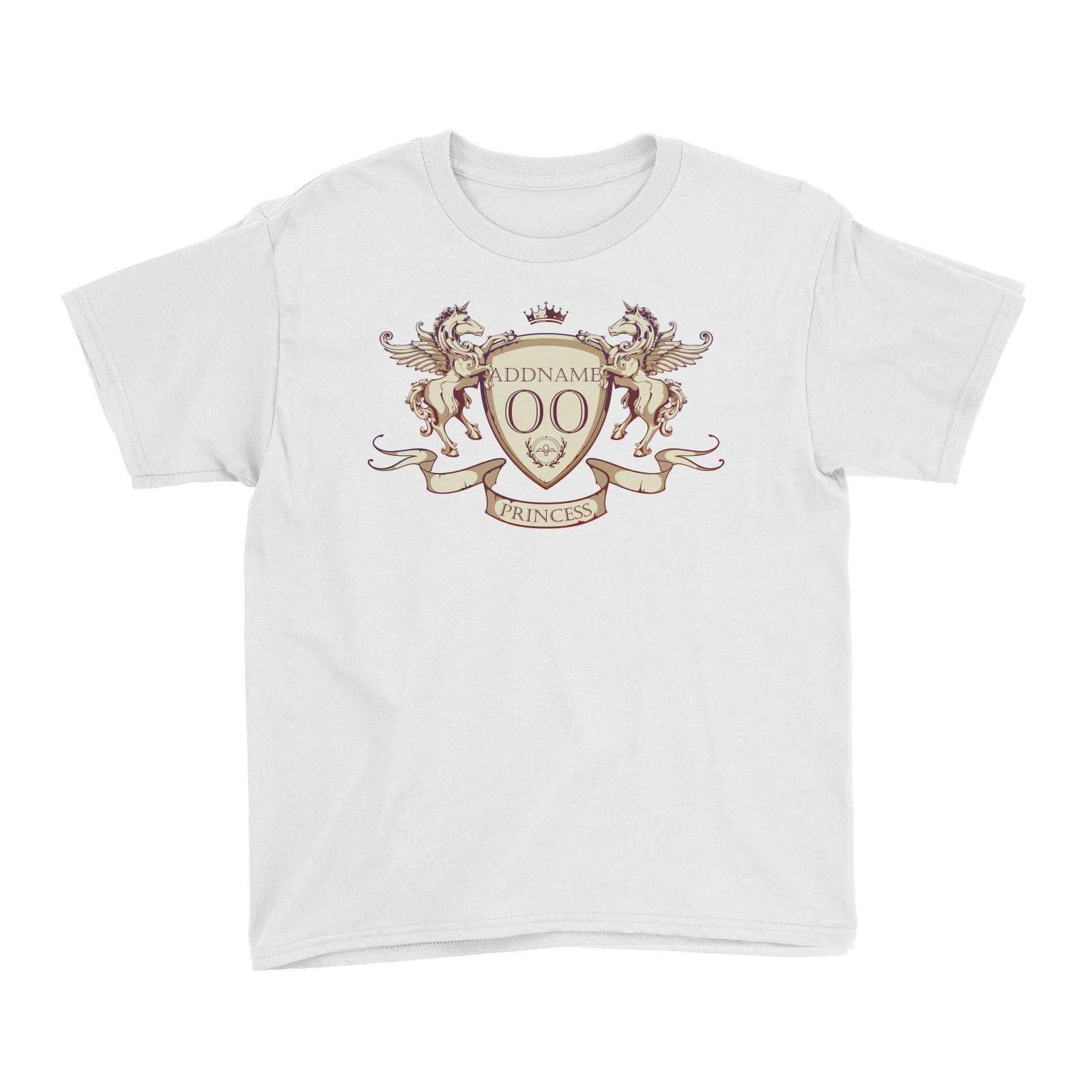 Horse Royal Emblem Princess Personalizable with Name and Number Kid's T-Shirt