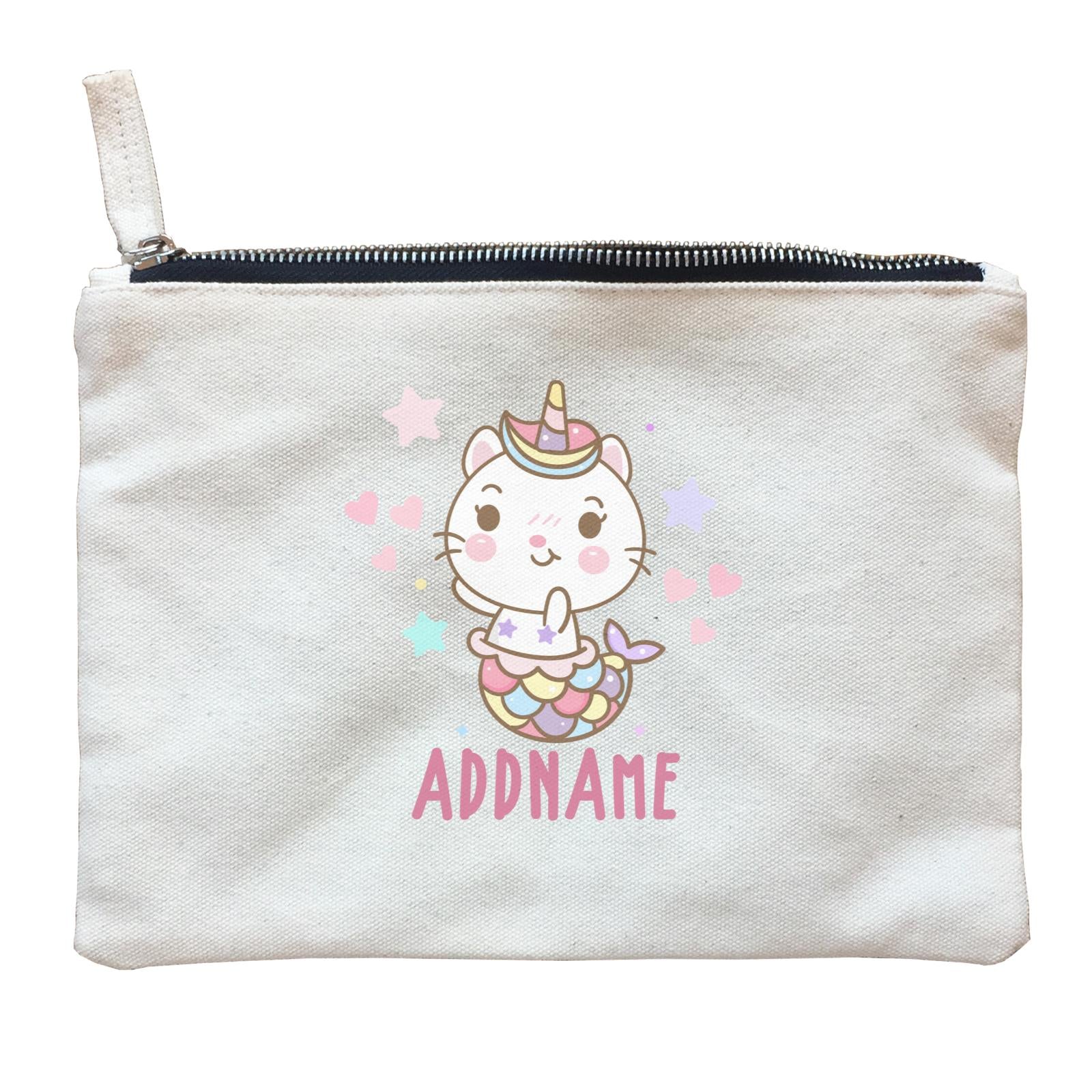 Unicorn And Princess Series Cute Shy Cat Mermaid Addname Zipper Pouch