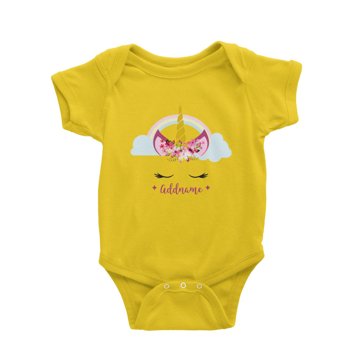 Unicorn Face Girl Addname Baby Romper