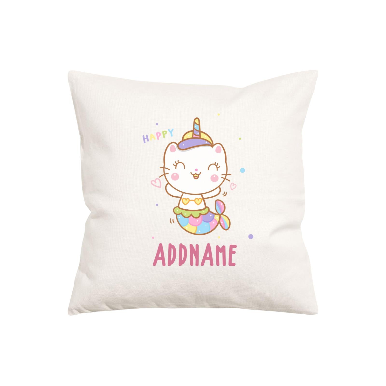 Unicorn And Princess Series Cute Happy Cat Mermaid Addname Pillow Cushion
