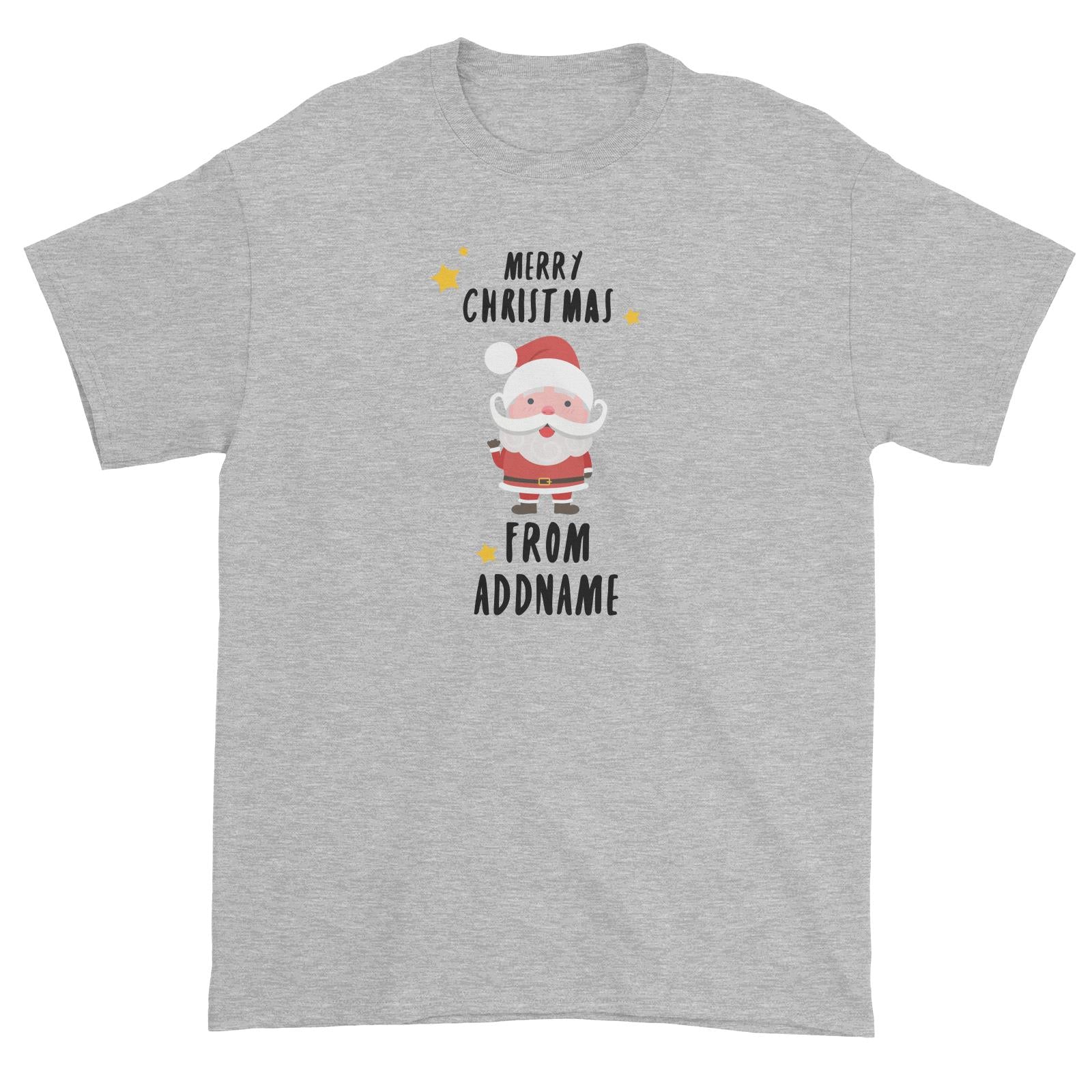 Cute Santa Merry Christmas Greeting Addname Unisex T-Shirt  Personalizable Designs Matching Family