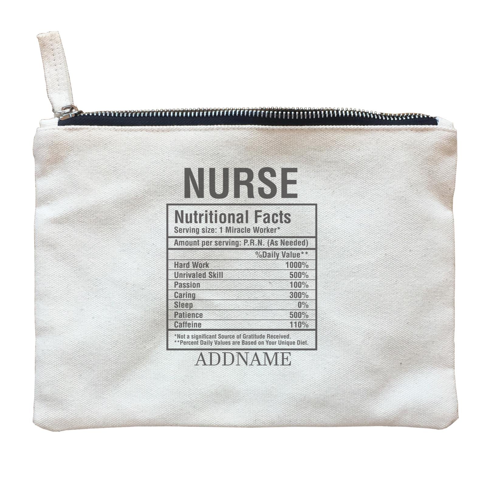 Nurse Nutritional Facts Zipper Pouch