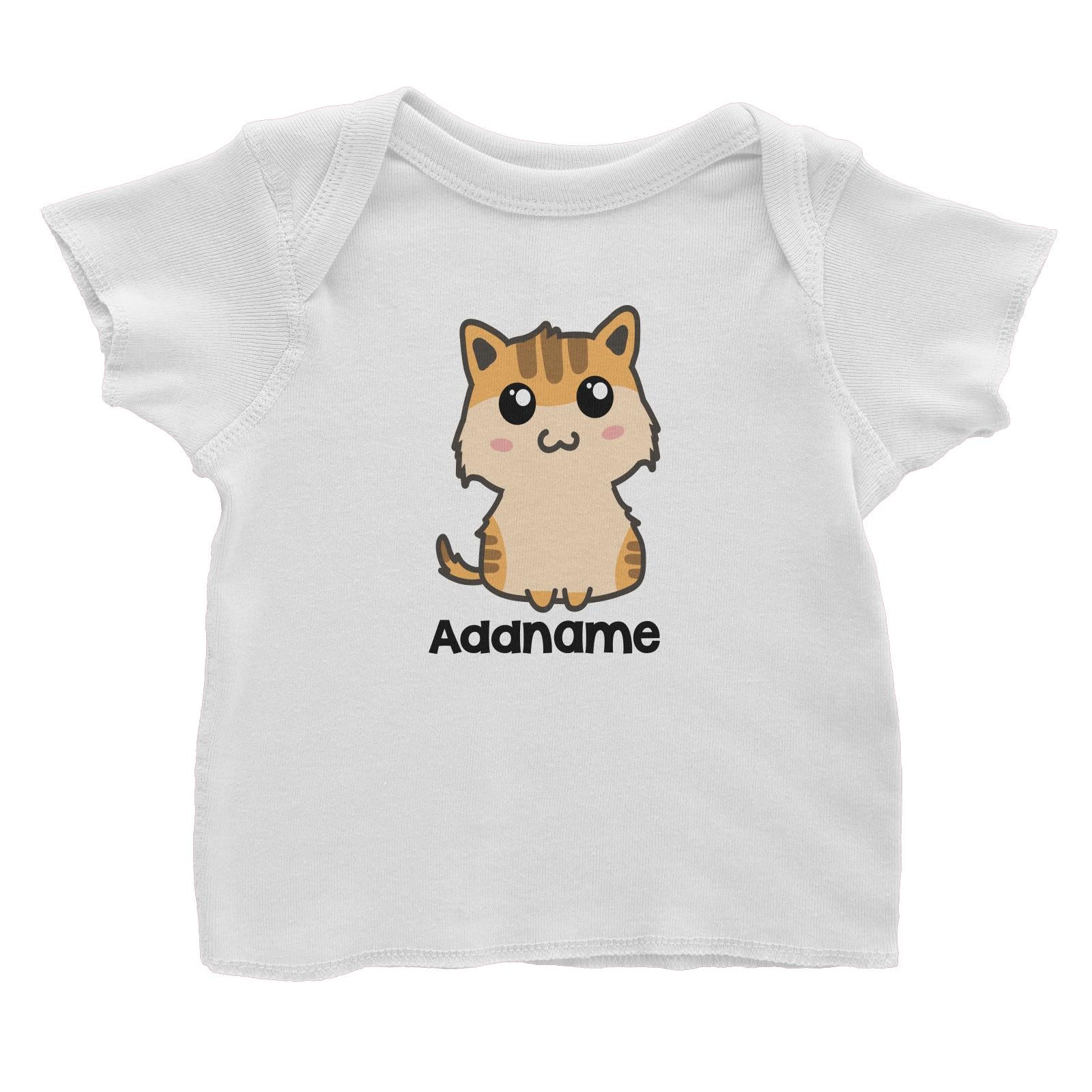 Drawn Adorable Cats Cream & Yellow Addname Baby T-Shirt