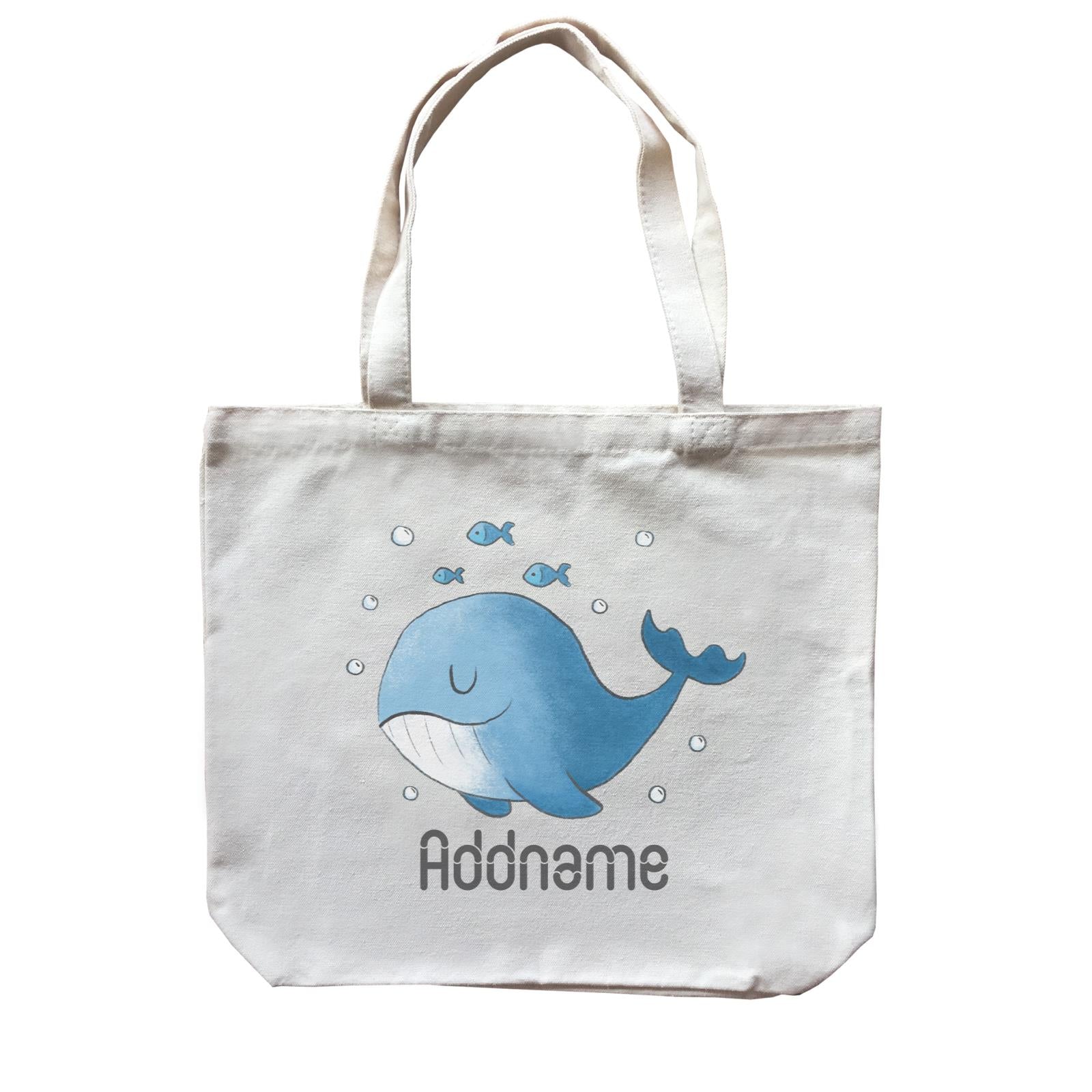 Cute Hand Drawn Style Whale Addname Canvas Bag