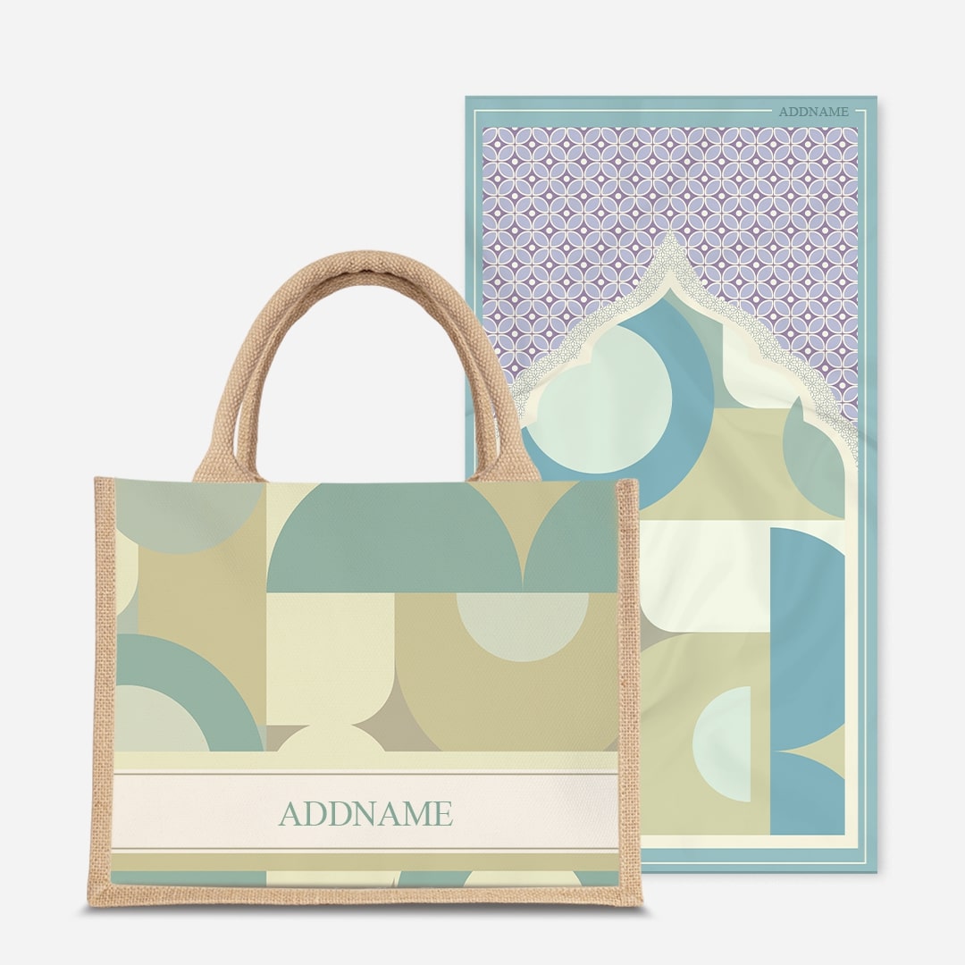 Ryn Series Prayer Mat with Half Lining Small Jute Bag-Pandan