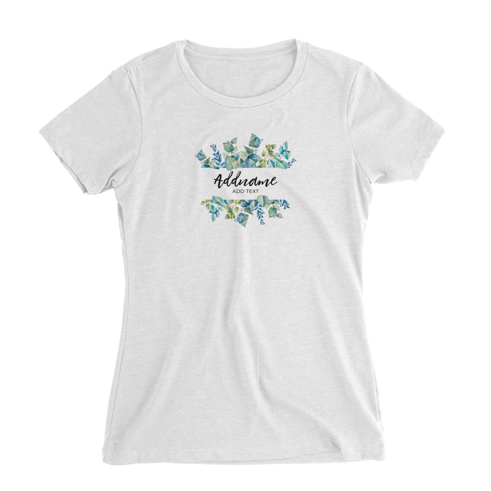 Add Your Own Text Teacher Blue Leaves Box Addname And Add Text Women's Slim Fit T-Shirt