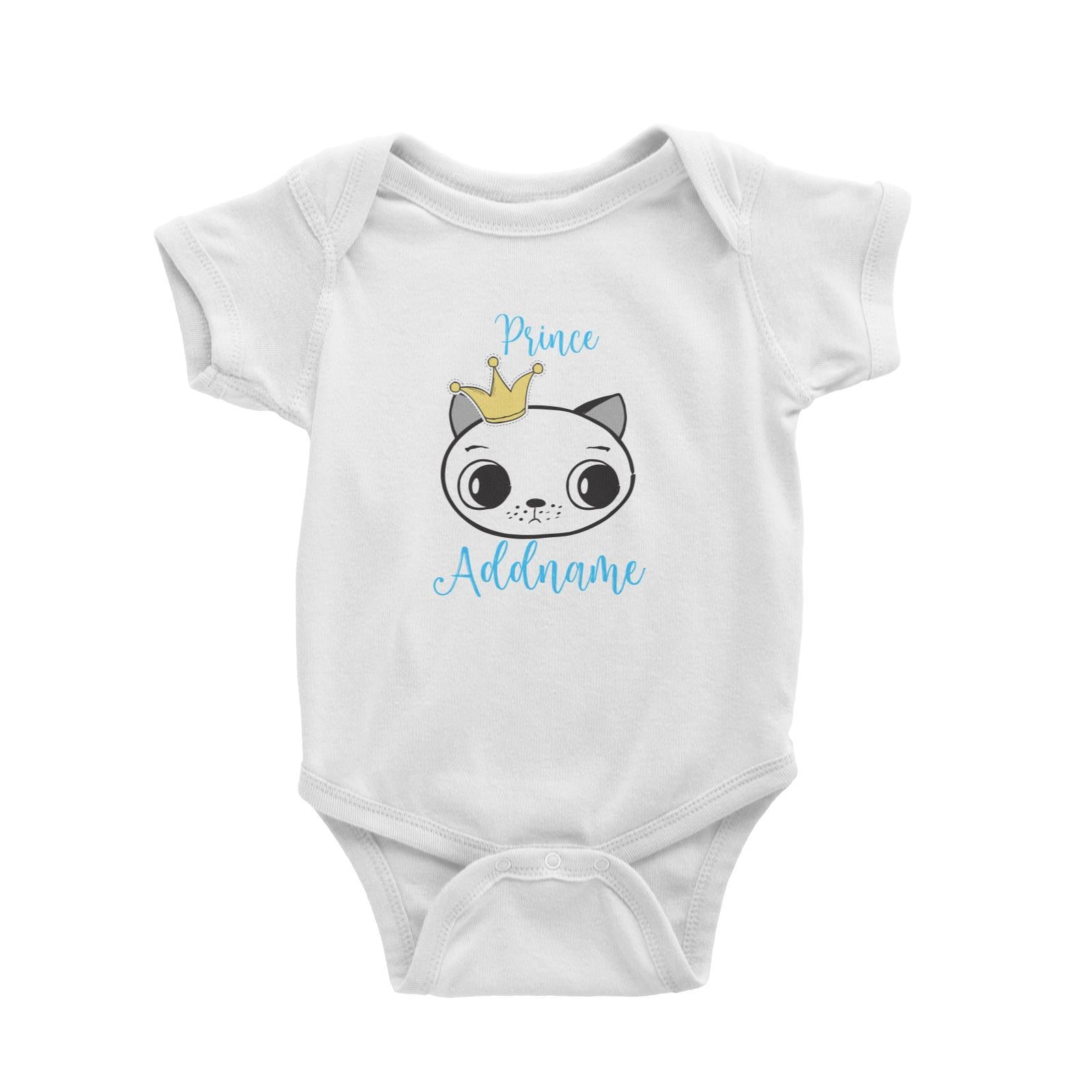 Cat Prince Addname with Crown Baby Romper