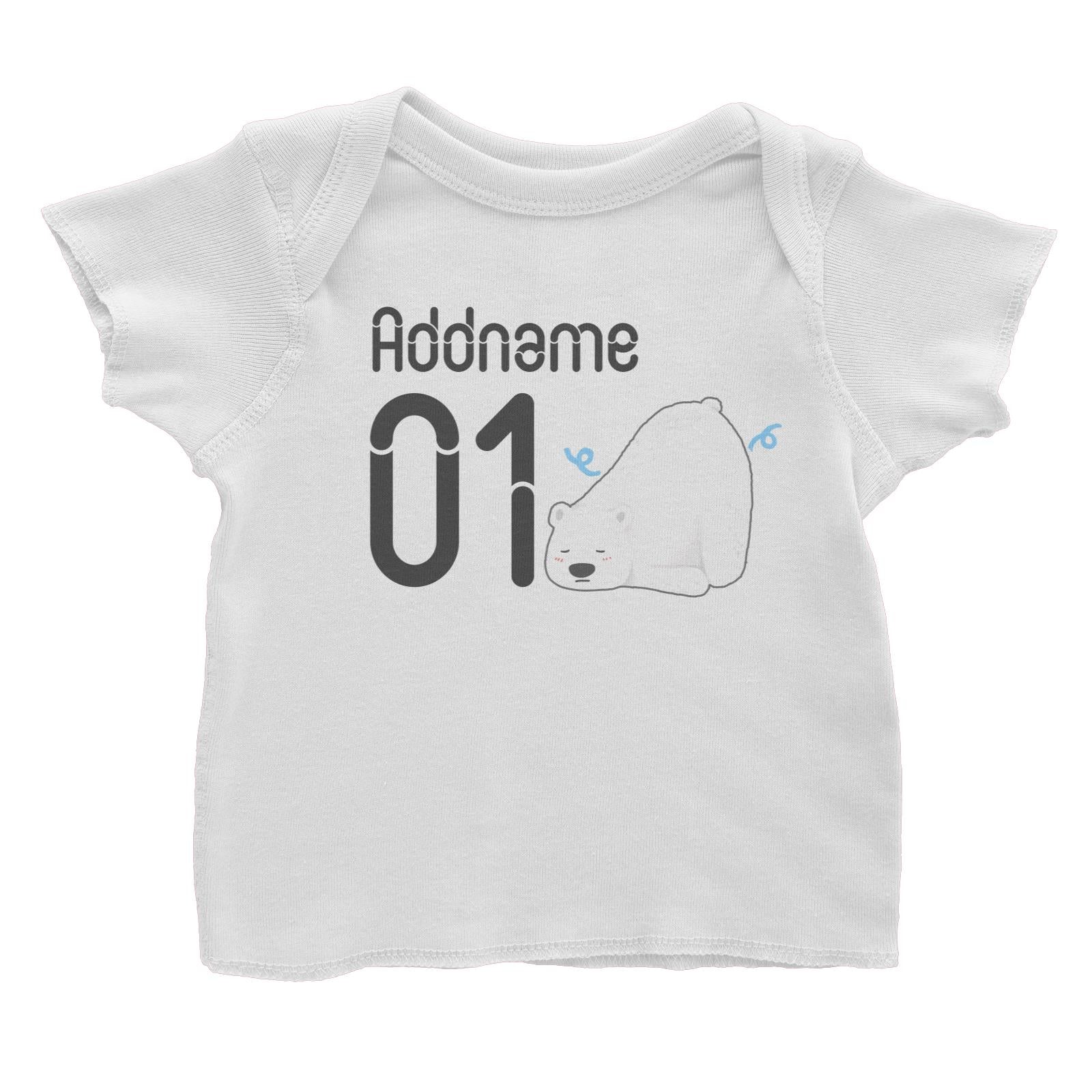 Name and Number Cute Hand Drawn Style Polar Bear Baby T-Shirt