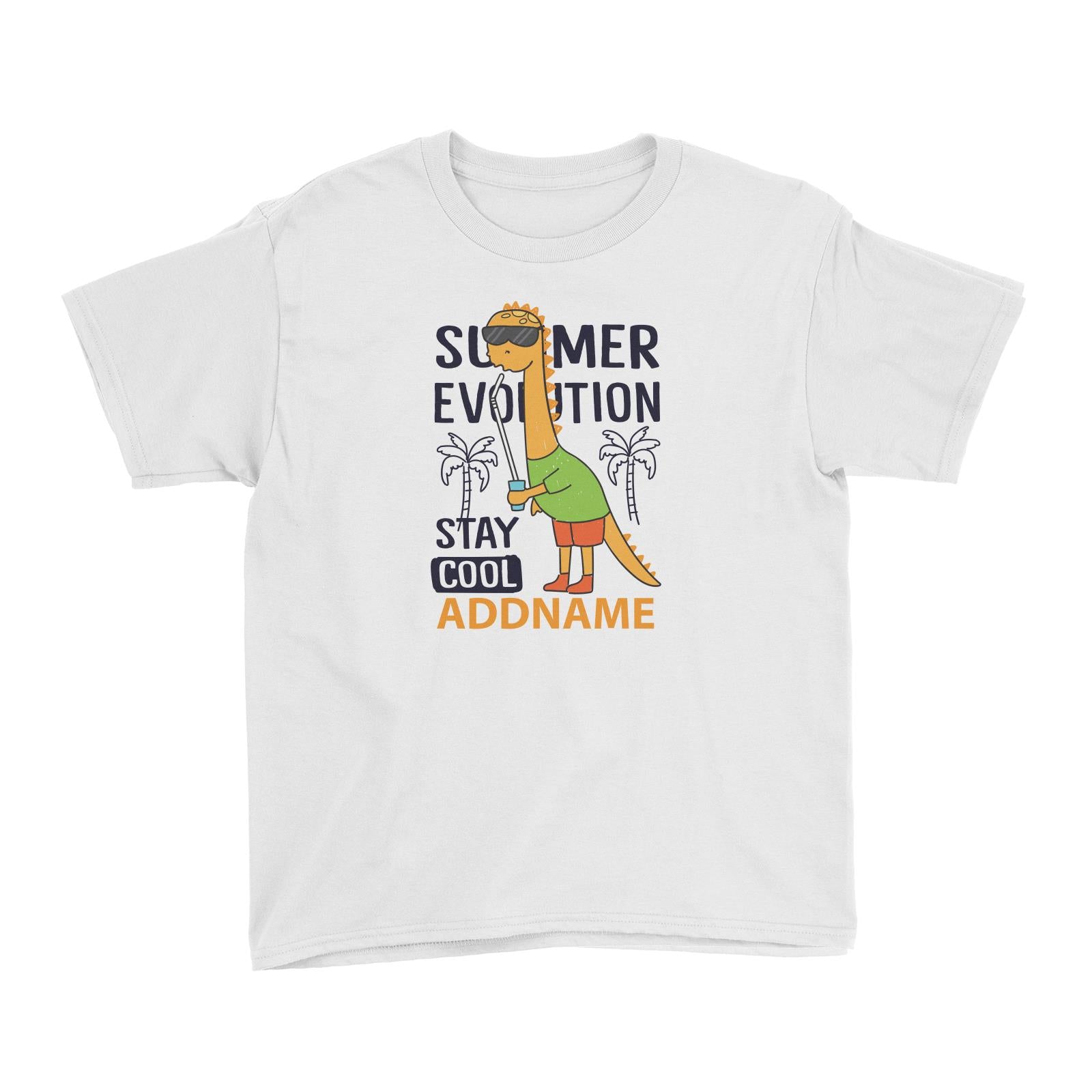 Cool Cute Dinosaur Summer Evolution Stay Cool Addname Kid's T-Shirts