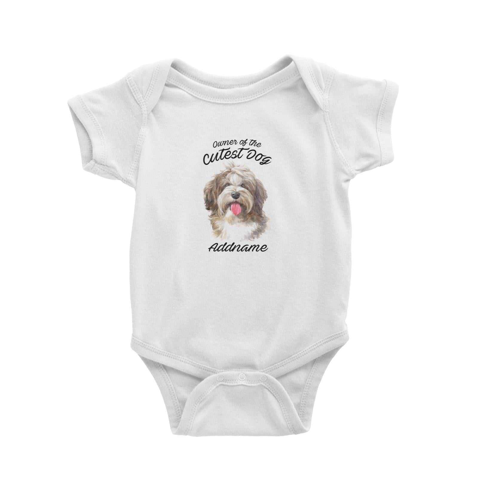 Watercolor Dog Owner Of The Cutest Dog Shaggy Havanese Addname Baby Romper