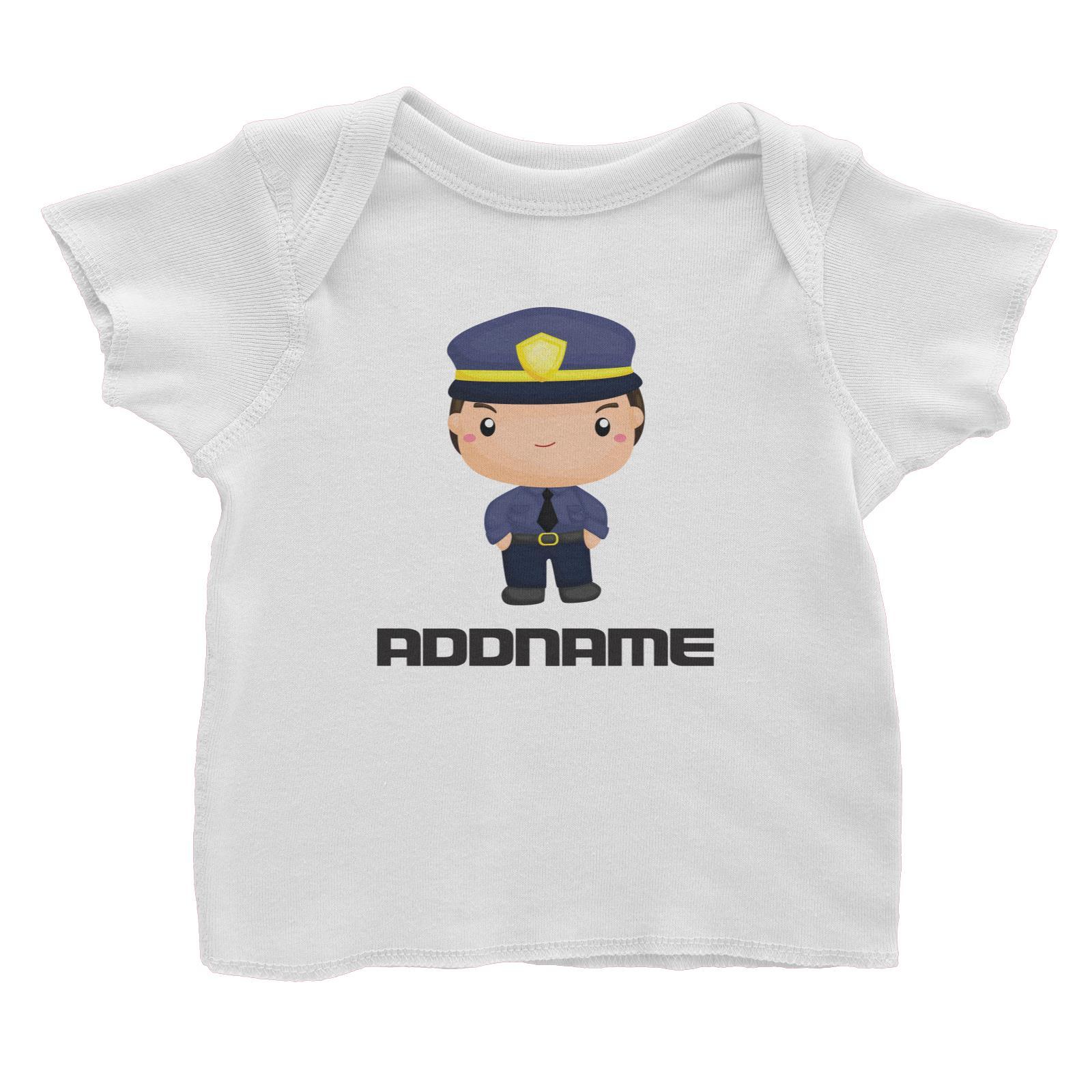 Birthday Police Officer Serious Boy In Suit Addname Baby T-Shirt