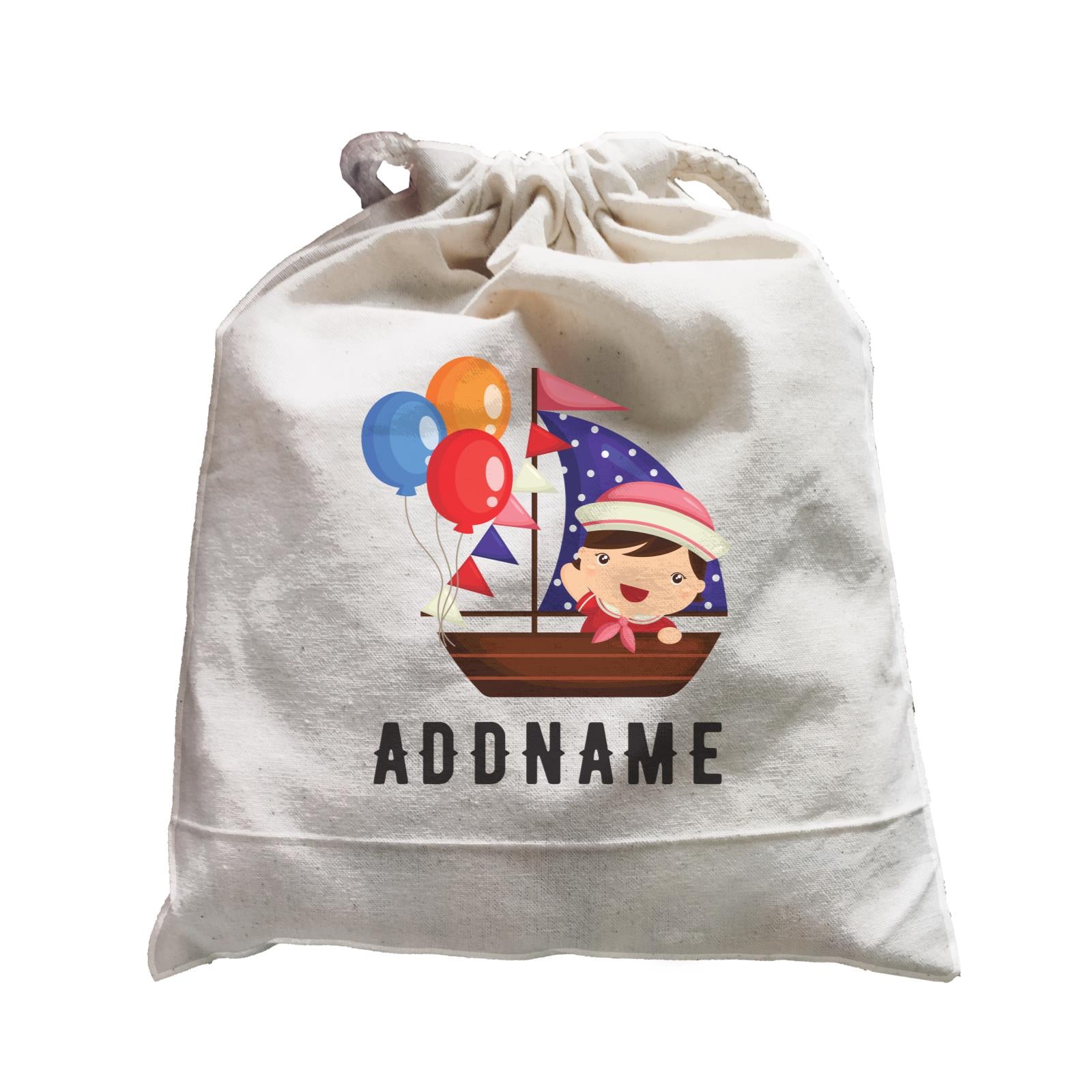 Birthday Sailor Baby Girl In Ship With Balloon Addname Satchel