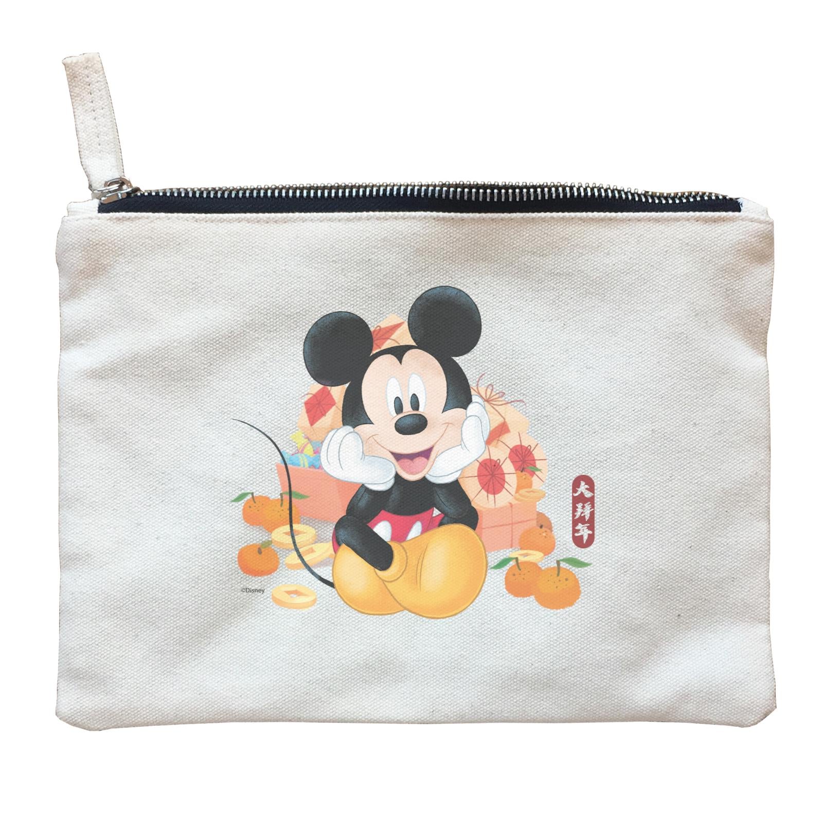Disney CNY Mickey With Mandarins and Gold Elements Non Personalised ZP Zipper Pouch