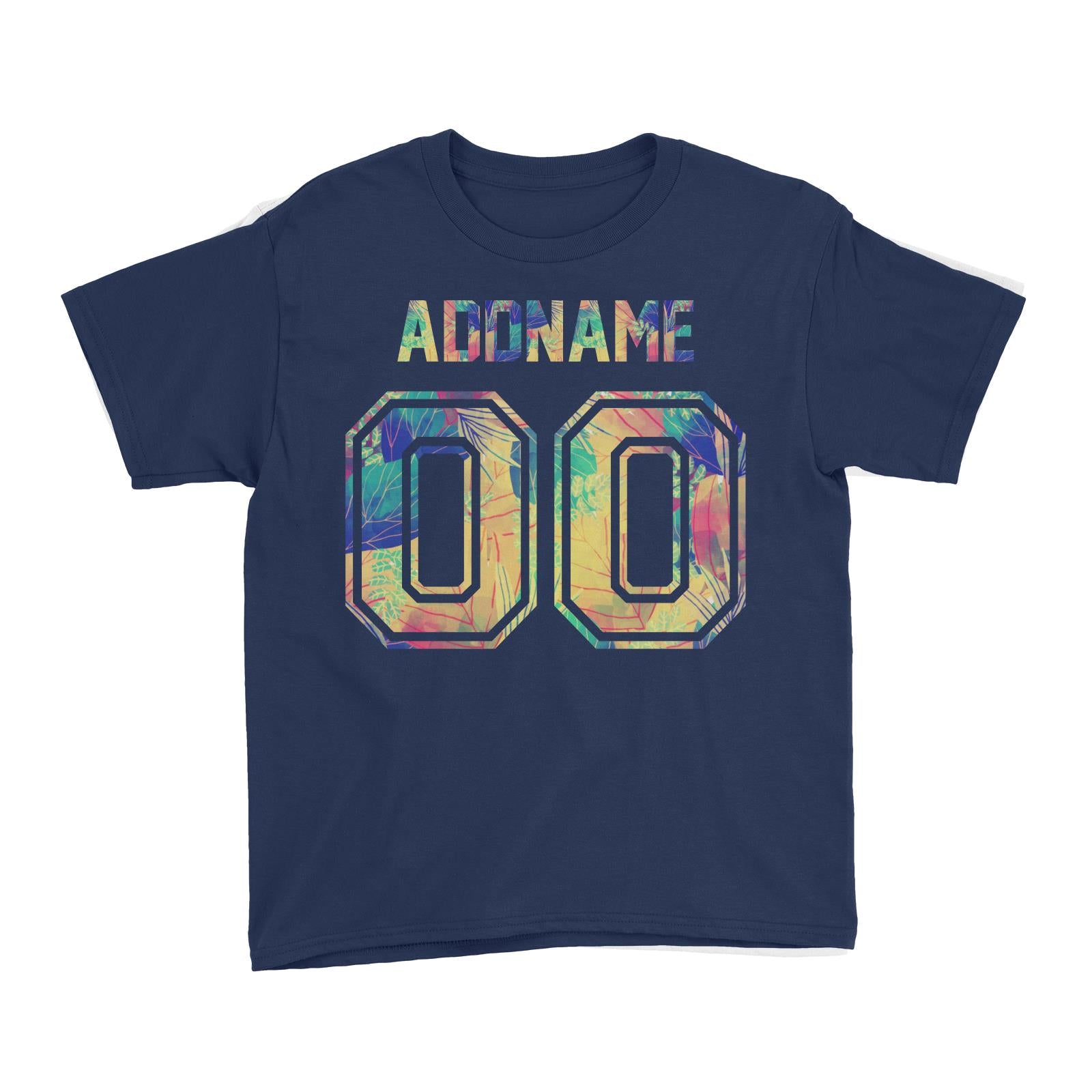 Jersey Colourful Nature Pattern With Name and Number Kid's T-Shirt