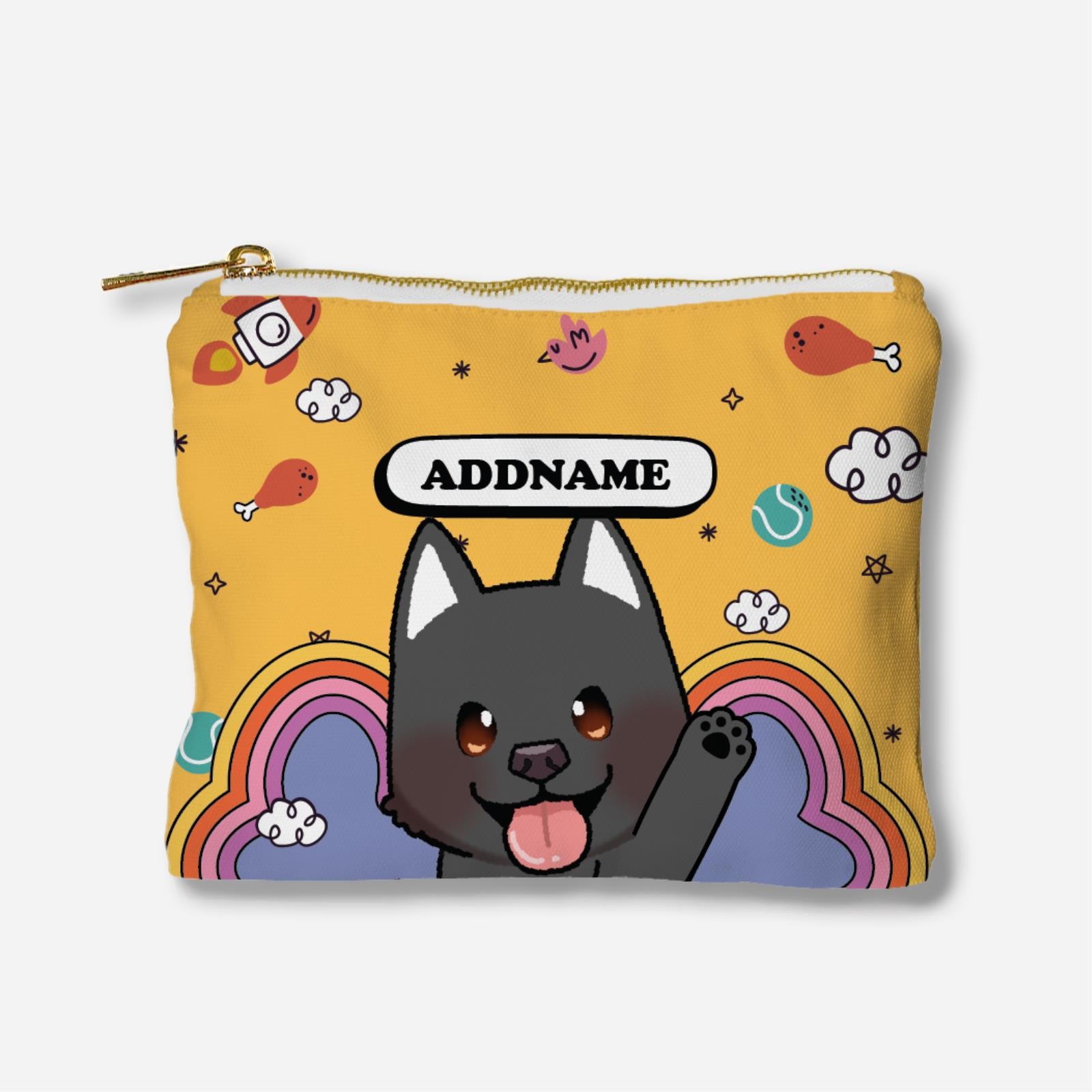 Paw Print Series Full Print Zipper Pouch - Black Mix