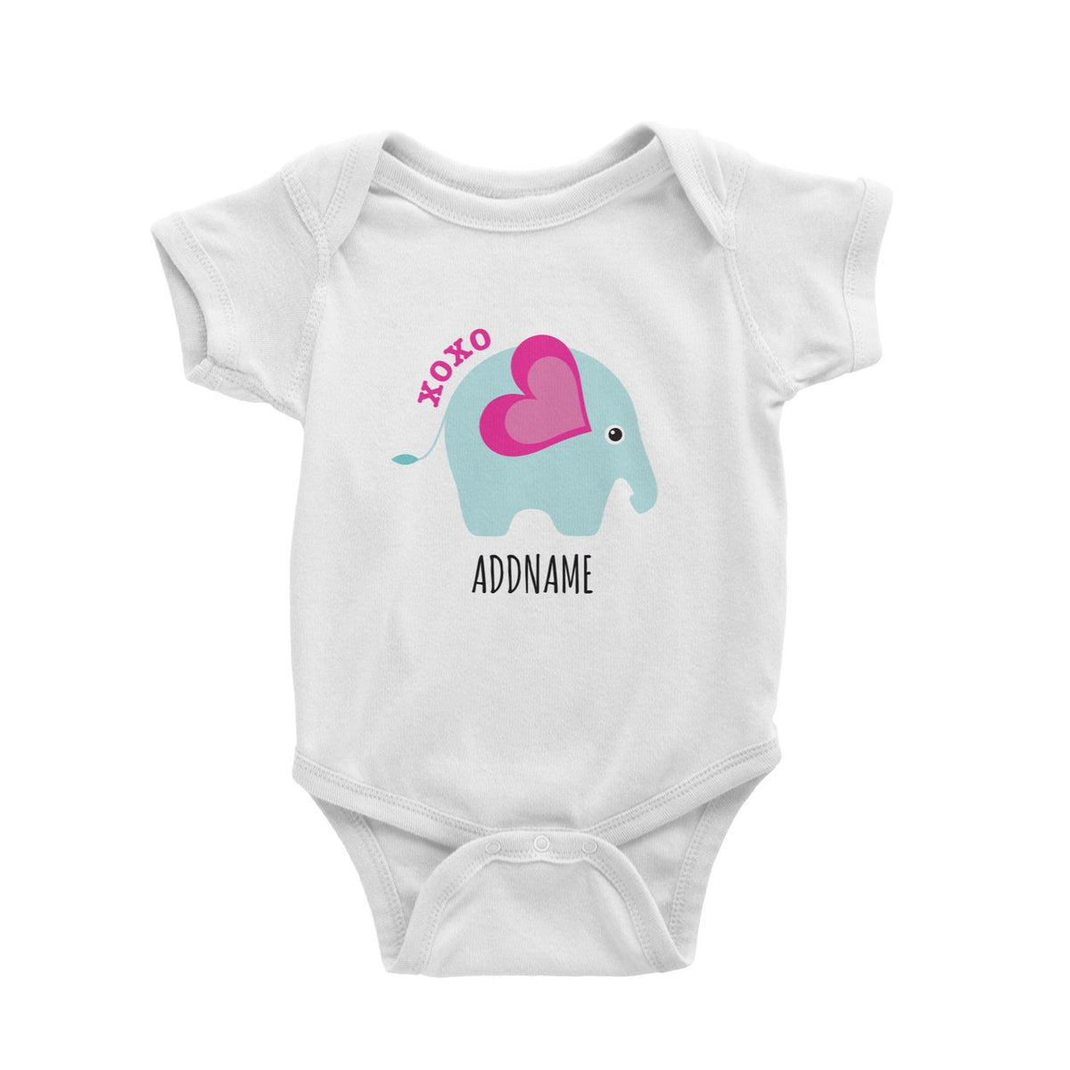 XOXO Elephant White White Baby Romper