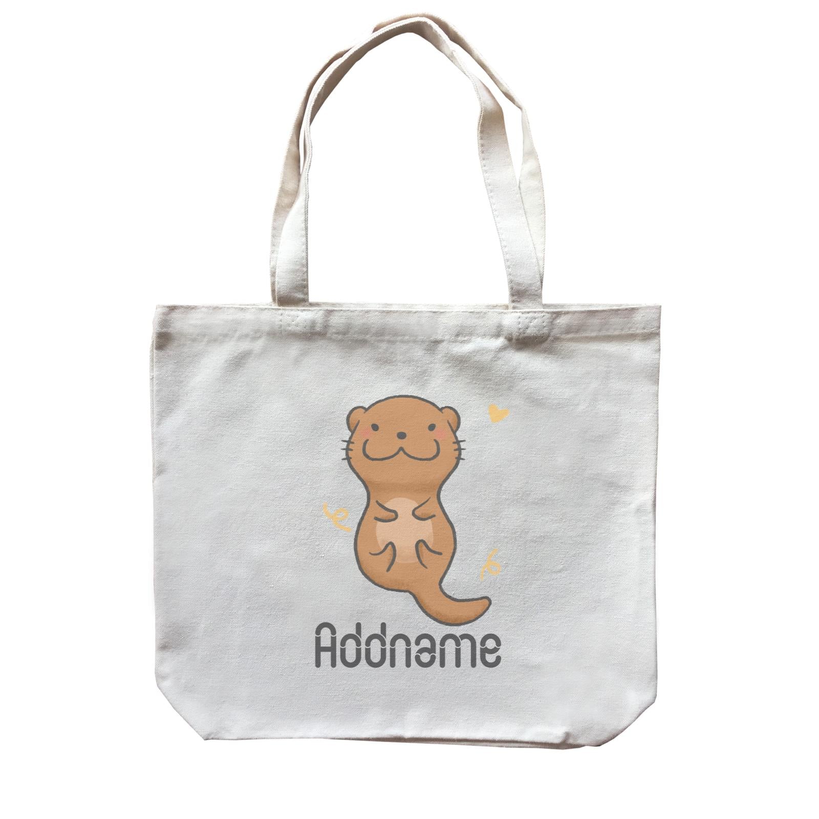 Cute Hand Drawn Style Otter Addname Canvas Bag