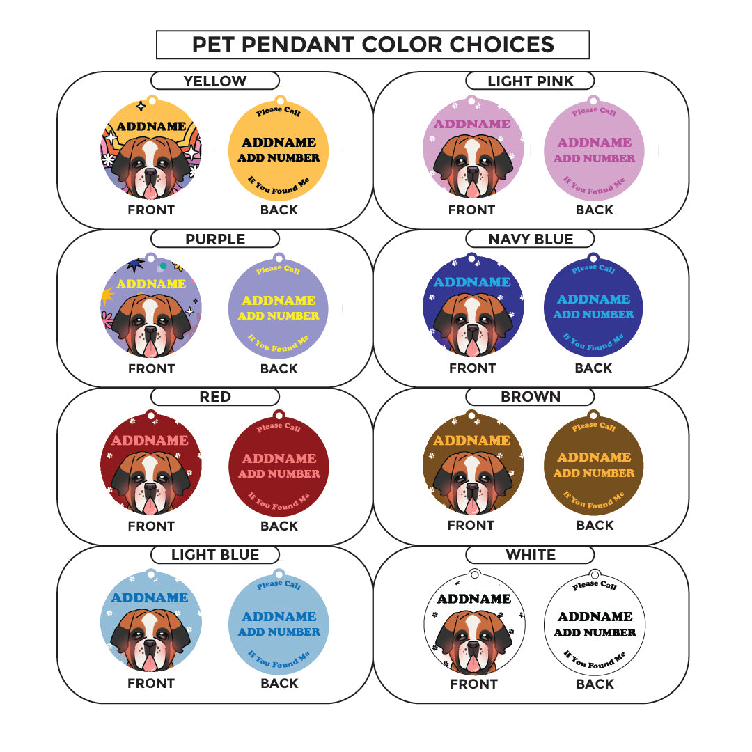 Paw Print Series - Saint Bernard Large Dog Pet Pendant with Collar