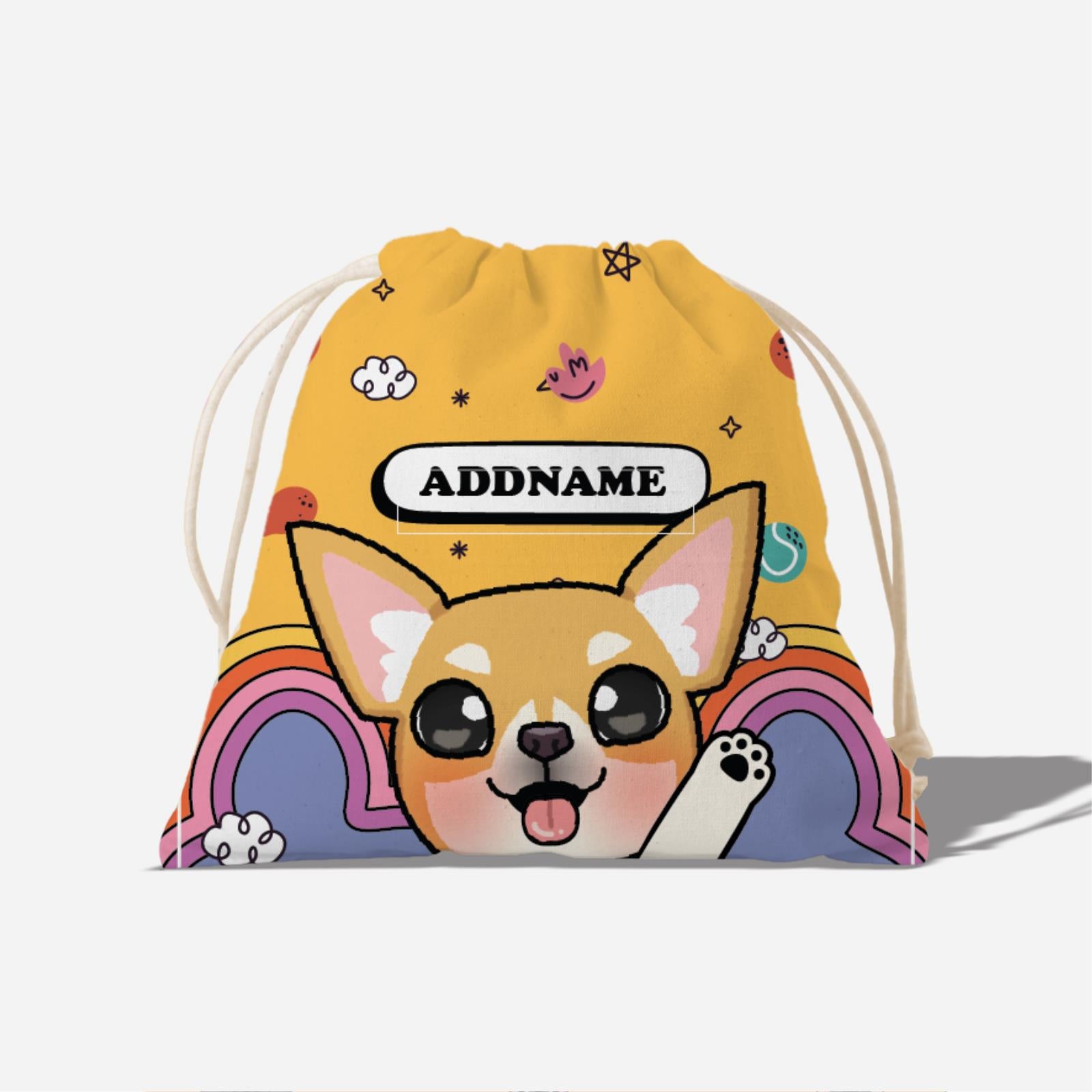 Paw Print Series Full Print Satchel - Light Brown Chihuahua