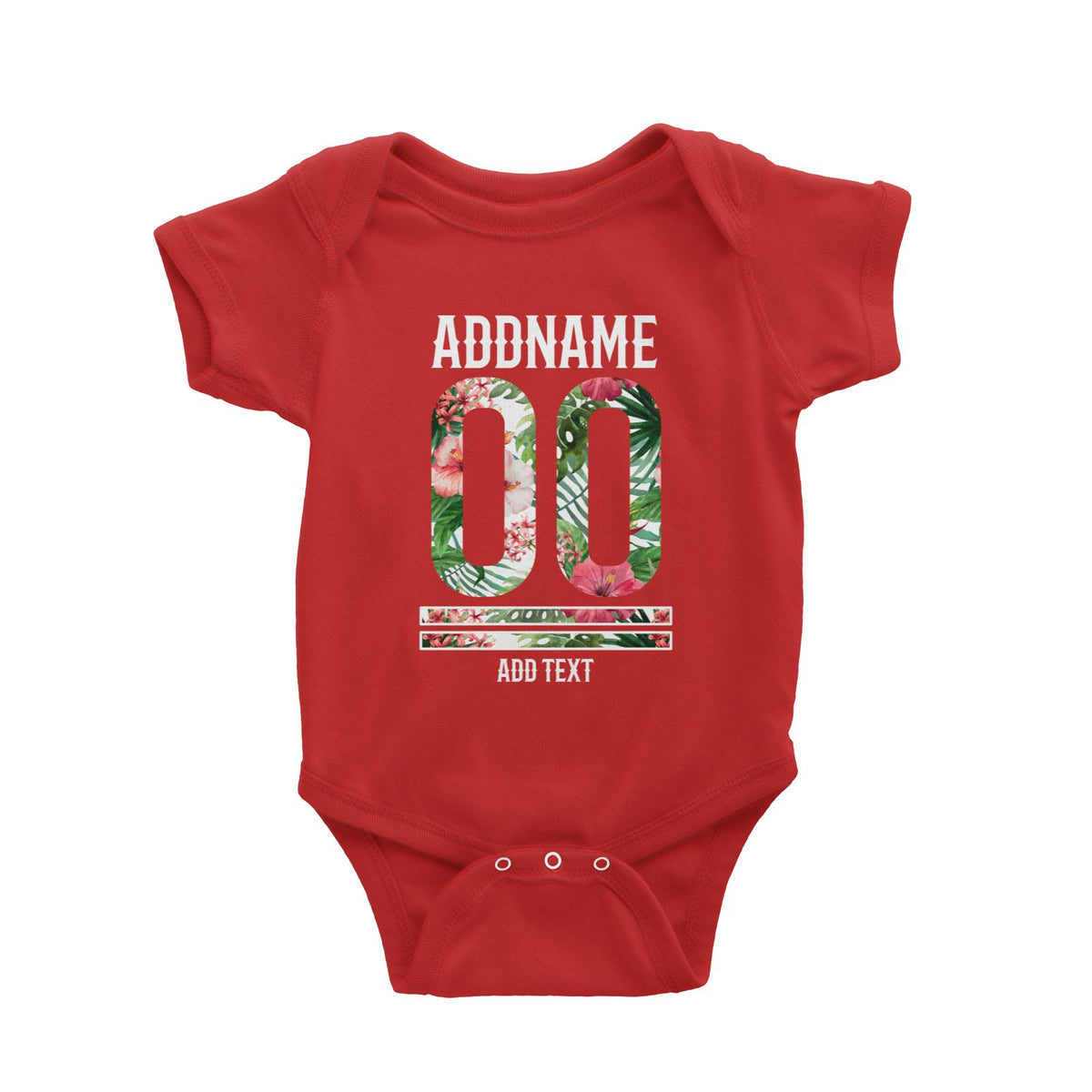 Tropical Leaves With Bunga Raya Personalizable with Name Number and Text Baby Romper
