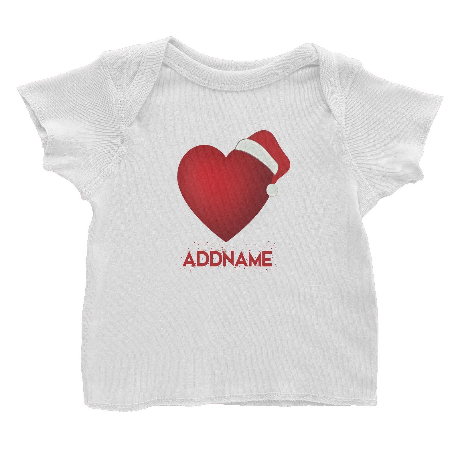 Red Heart Shape with Santa Hat Addname Baby T-Shirt Christmas Matching Family Love Personalizable Designs