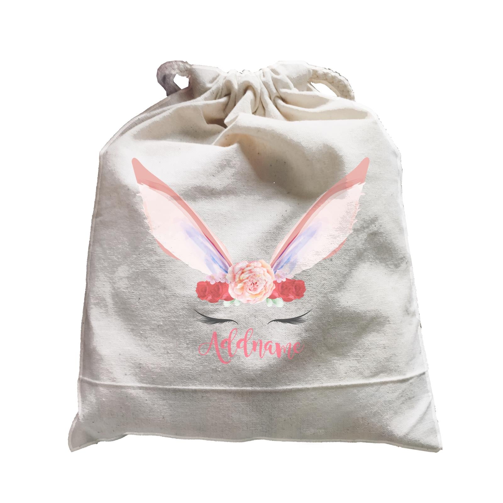 Pink and Red Roses Garland Bunny Face Addname Satchel