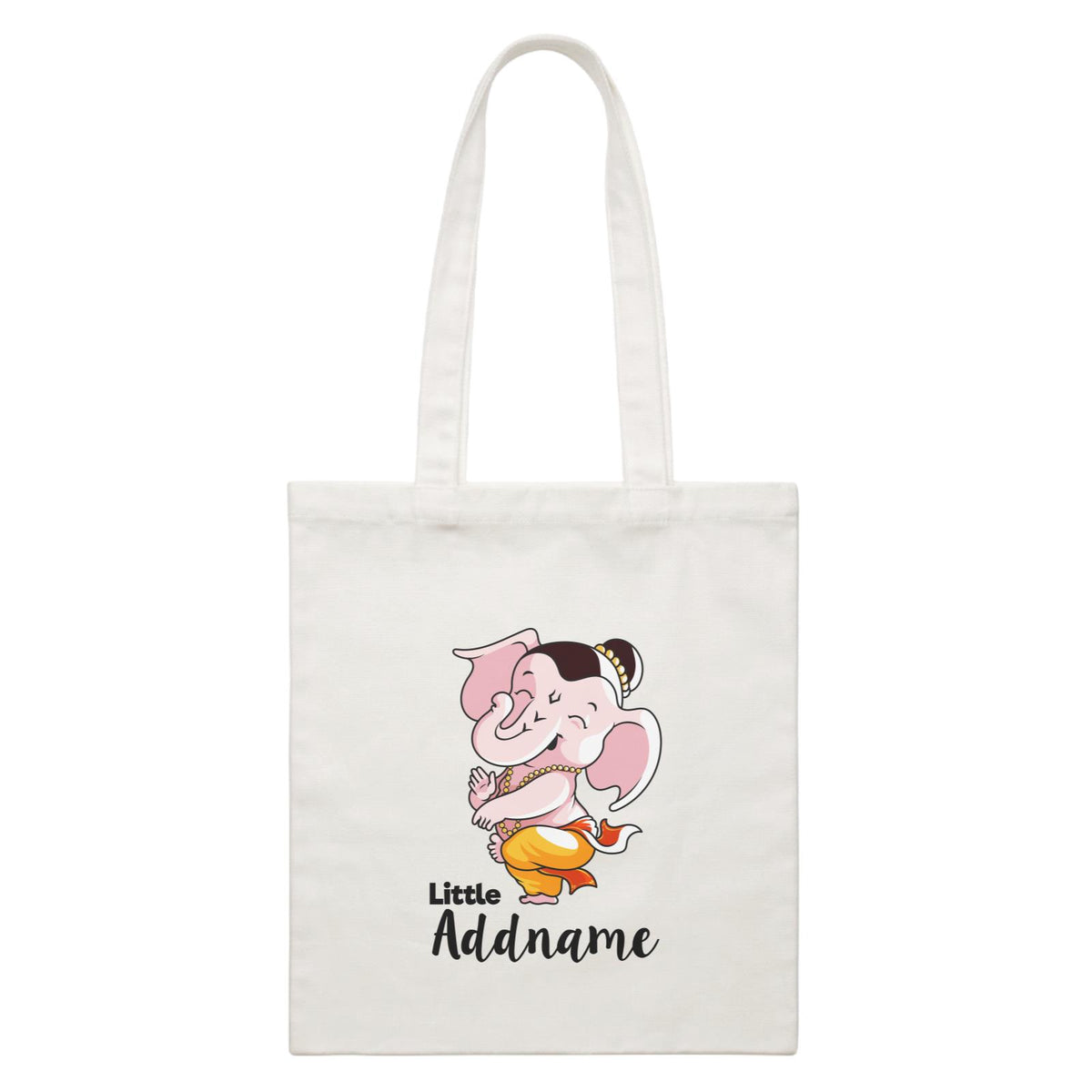 Cute Dancing Ganesha Little Addname White Canvas Bag