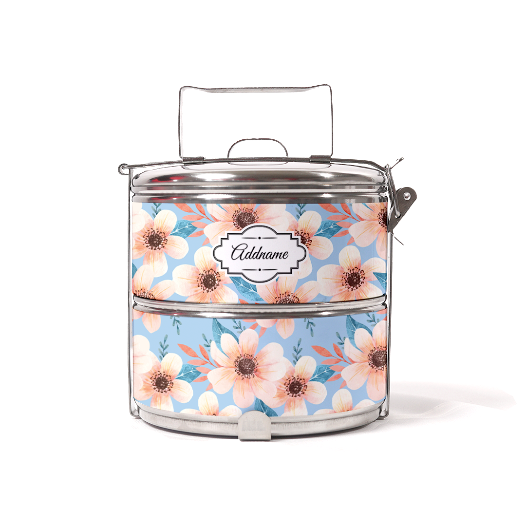 Pink Windflower Two Tier Tiffin Carrier