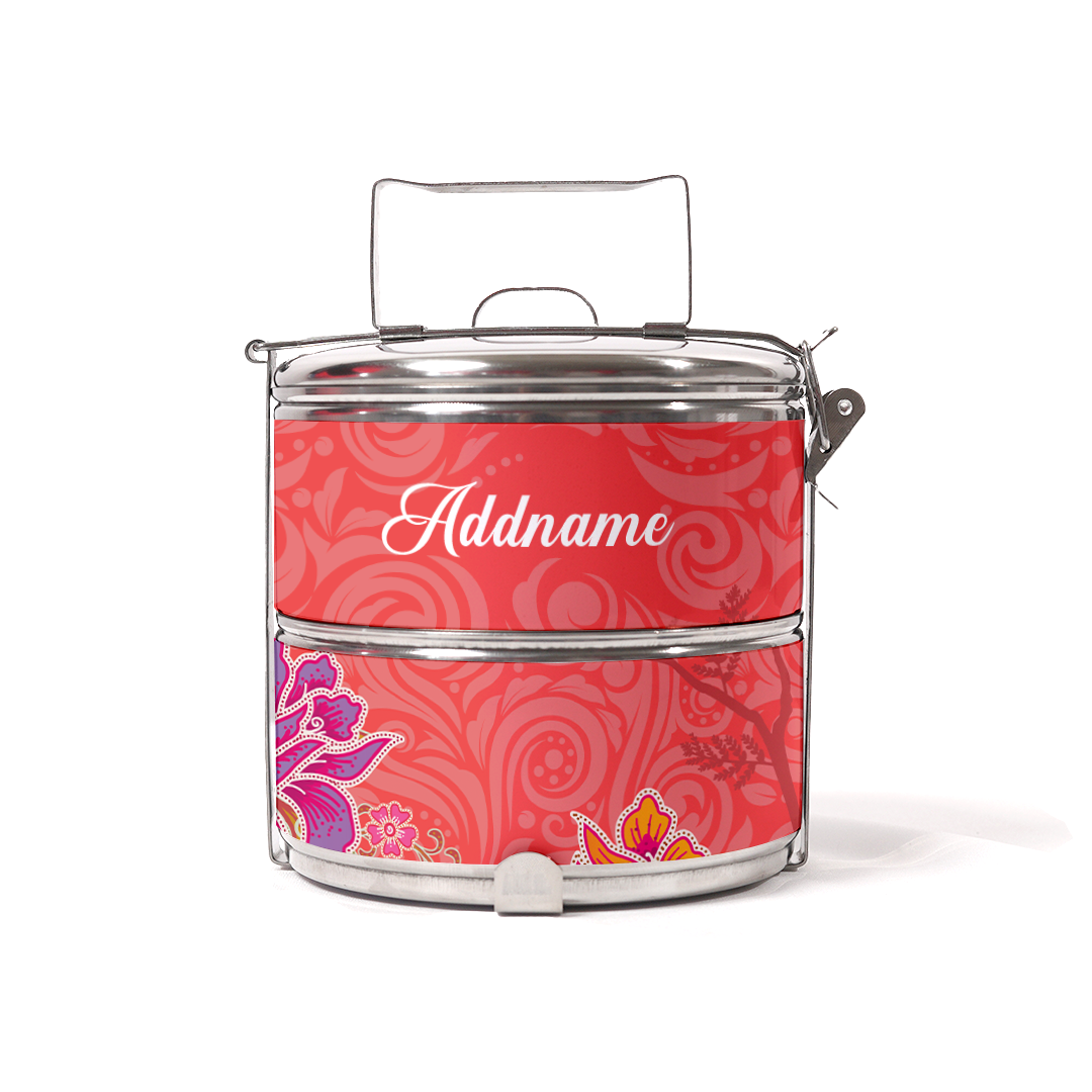 Modern Mahsuri Red - Two-Tier Tiffin Carrier