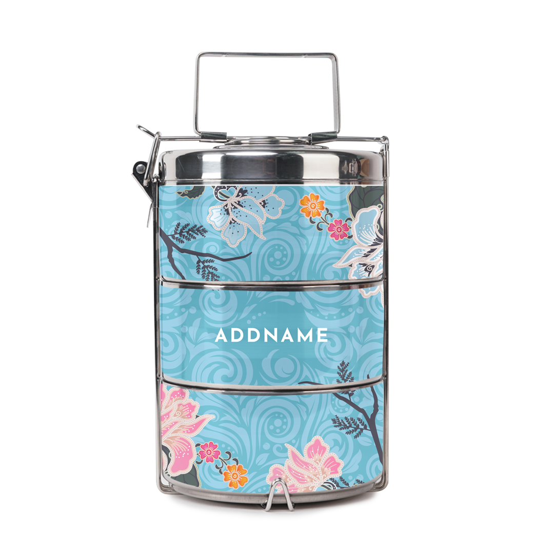 Modern Mahsuri Blue - Three-Tier Tiffin Carrier