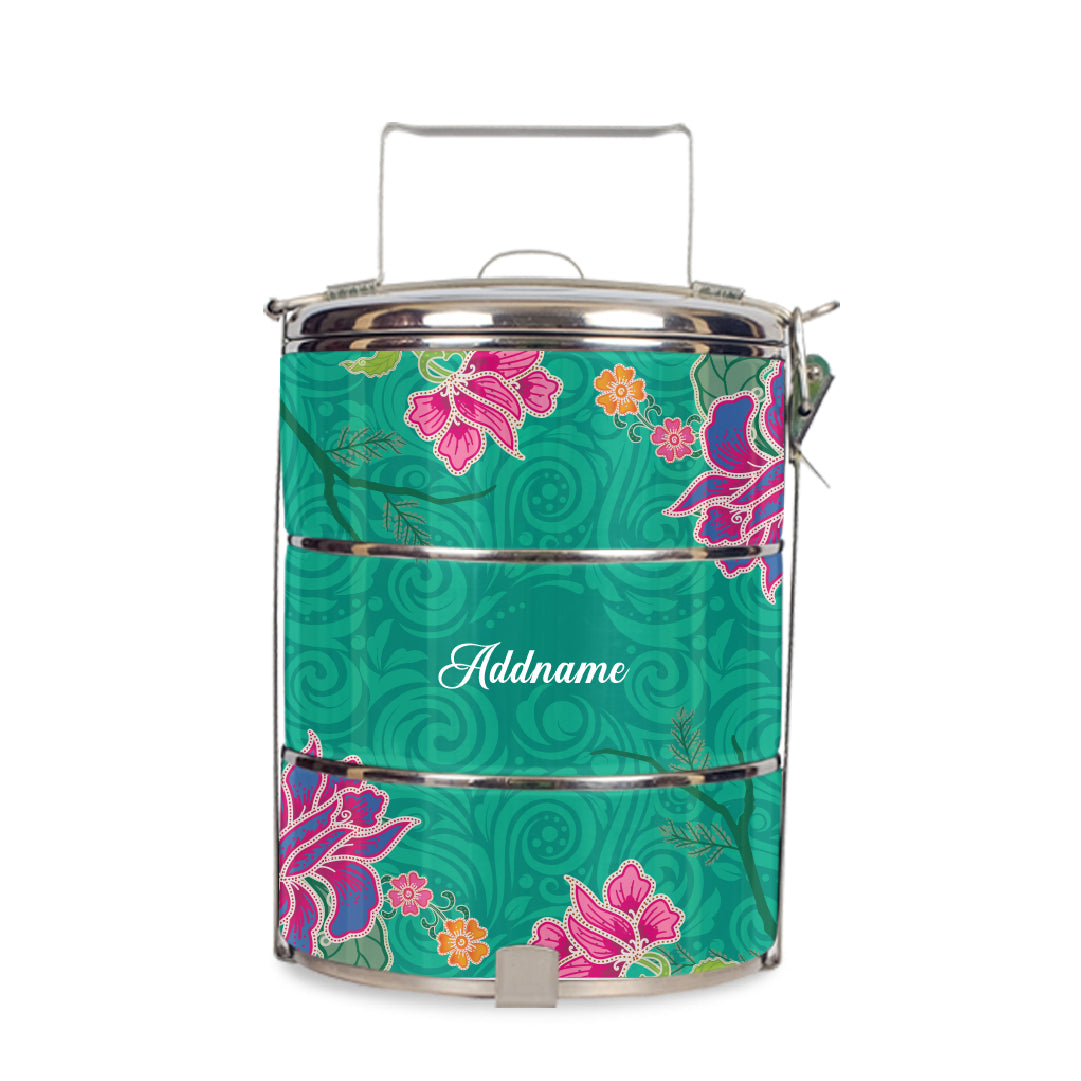 Modern Mahsuri Green - Three-Tier Tiffin Carrier