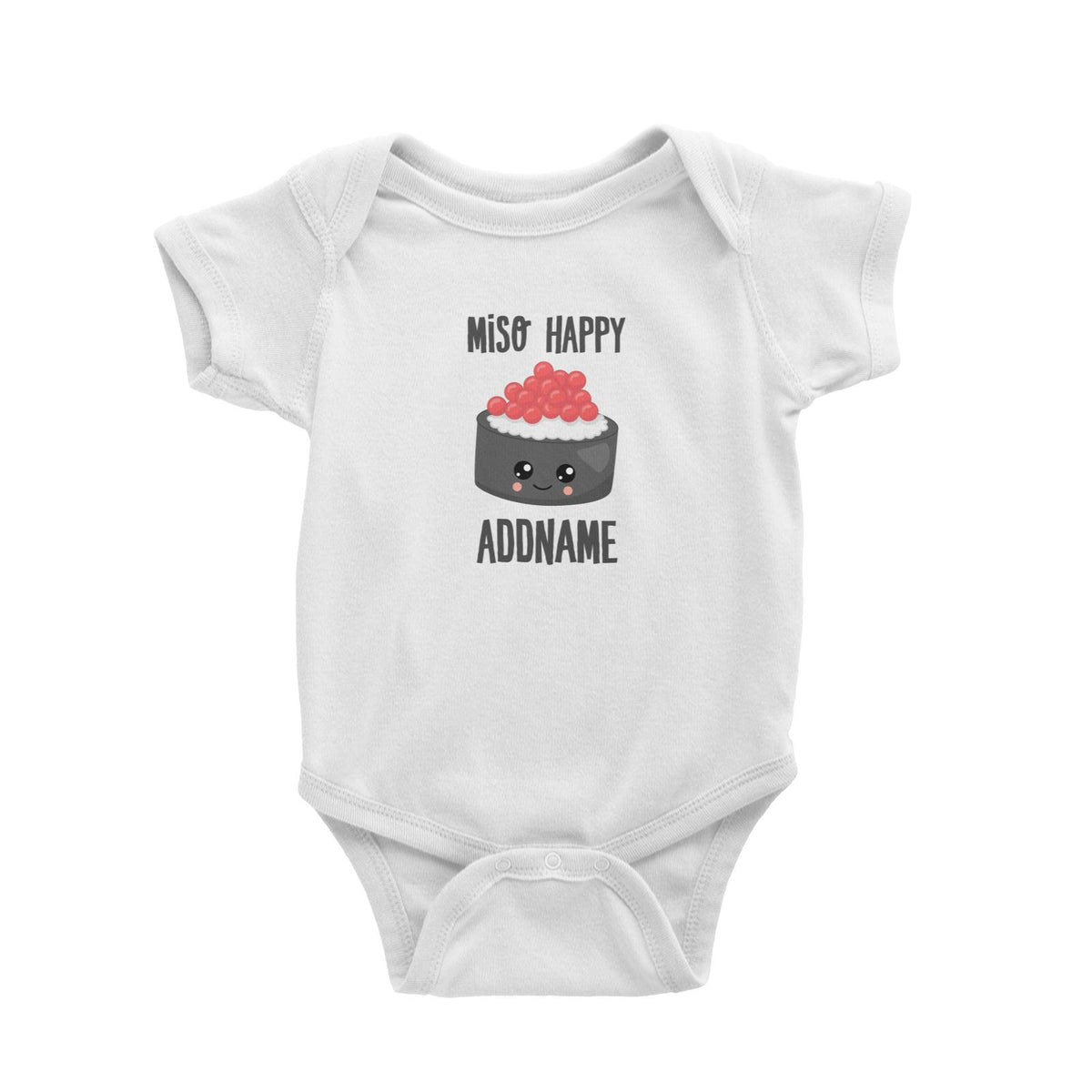 Miso Happy Sushi Circle Ebiko Roll Addname White Baby Romper