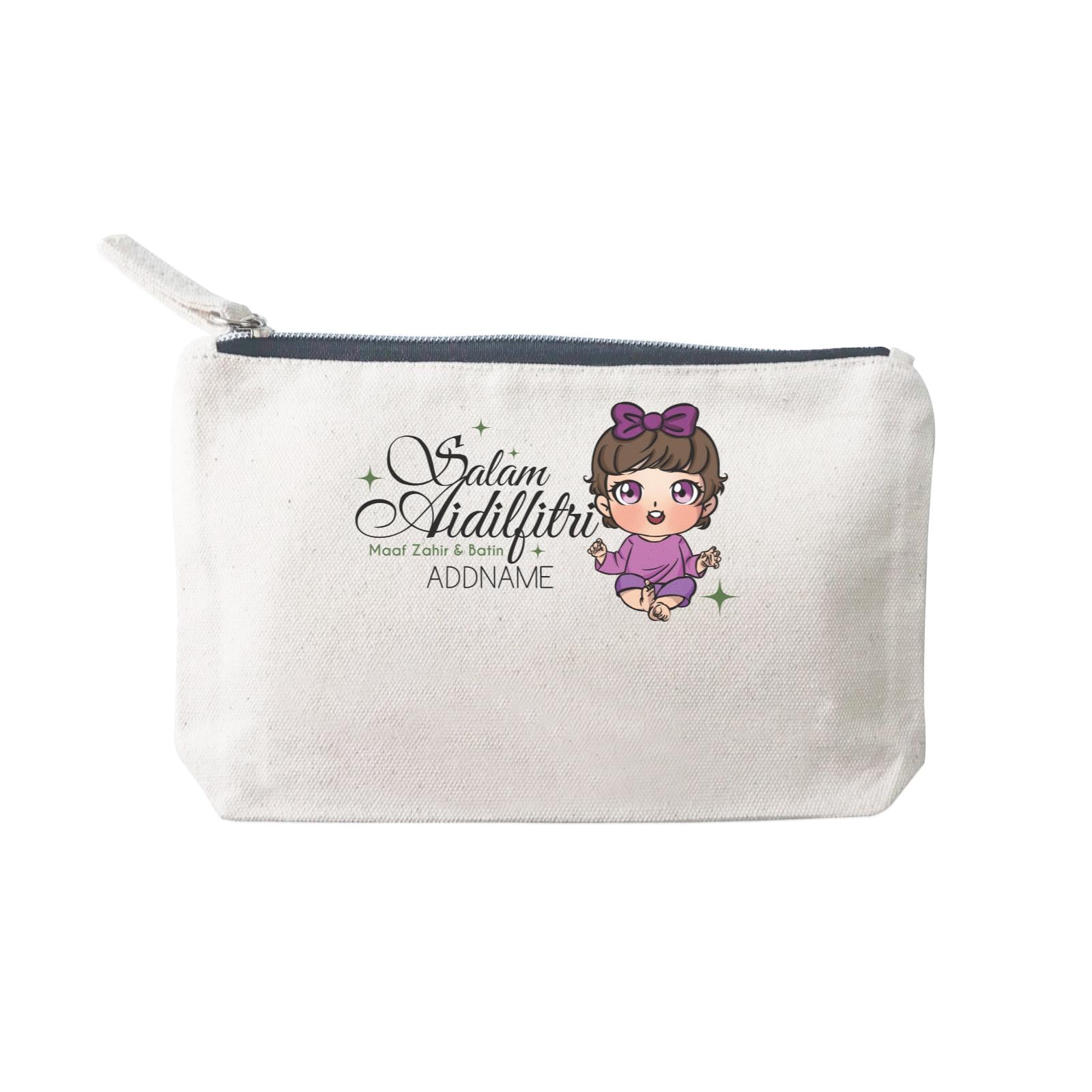 Raya Chibi Wishes Baby Girl Addname Wishes Everyone Salam Aidilfitri Maaf Zahir & Batin Mini Accessories Stationery Pouch 2