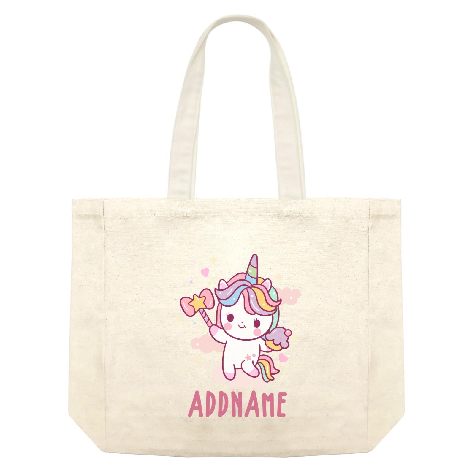 Unicorn And Princess Series Cute Unicorn Holding Magic Wand Addname Shopping Bag