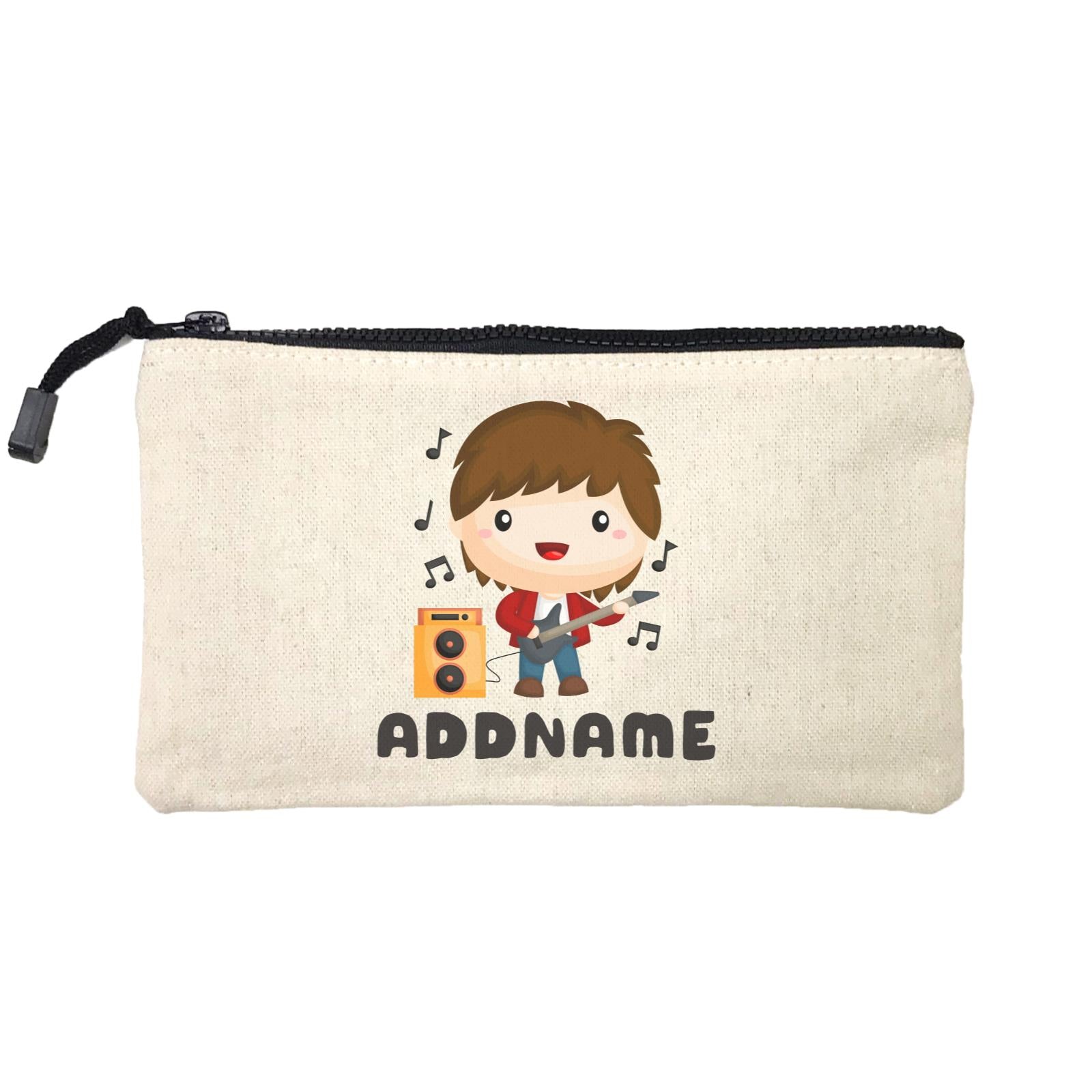 Birthday Music Band Boy Playing Bass Addname Mini Accessories Stationery Pouch