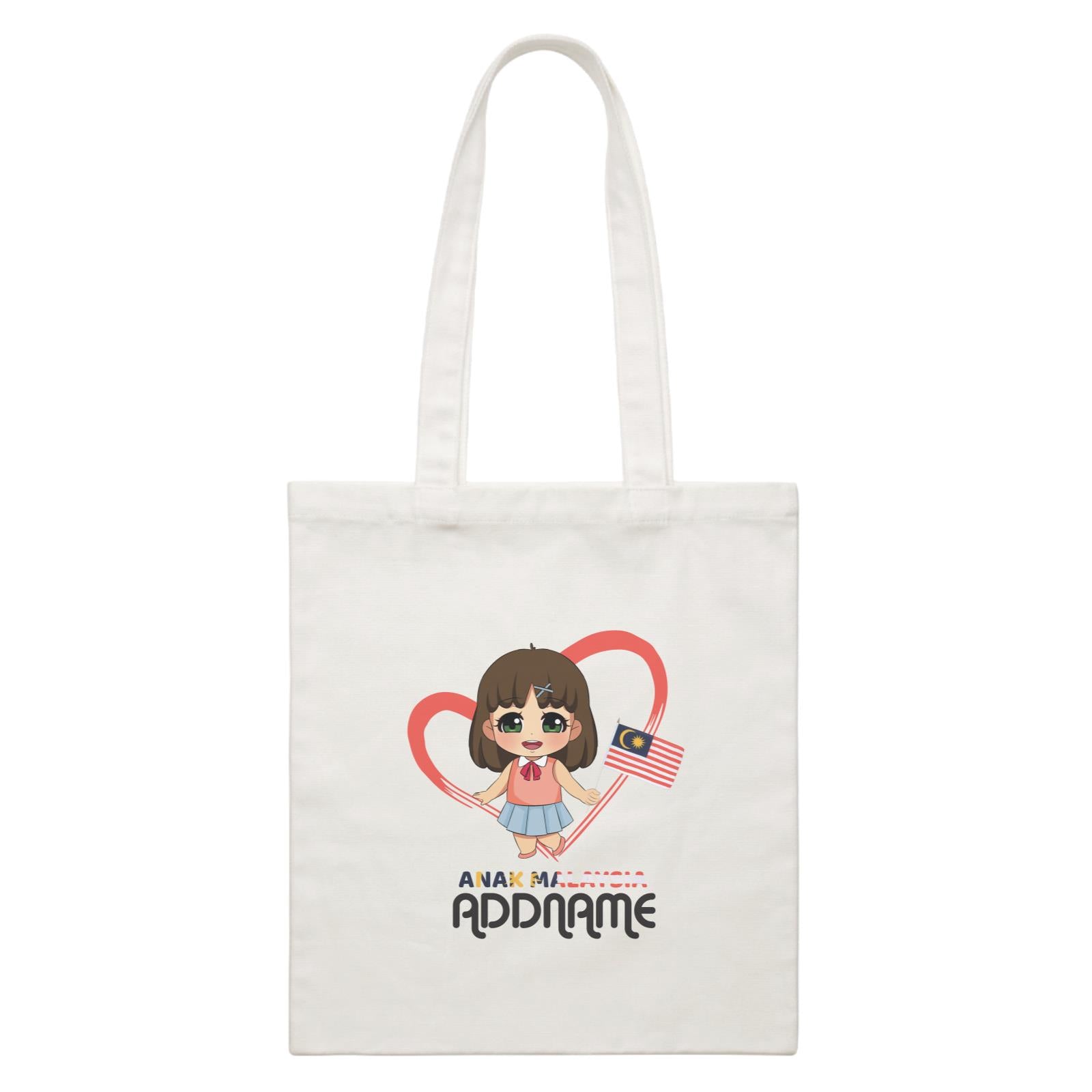 Merdeka Series Anak Malaysia Love Chinese Girl Addname White Canvas Bag