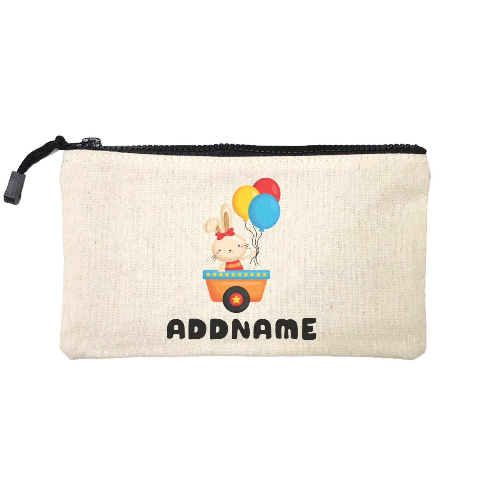Birthday Fun Train Bunny Holding Balloons Addname Mini Accessories Stationery Pouch