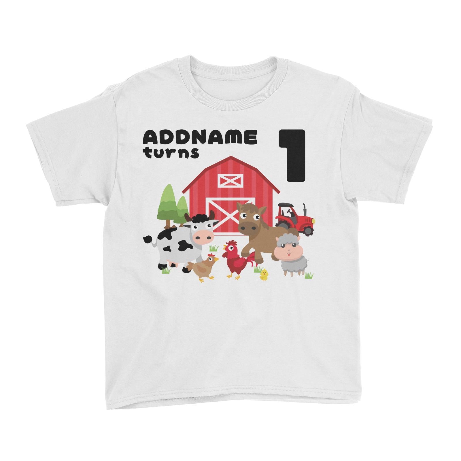 Farm Animals Birthday Theme Personalizable with Name and Number Kid's T-Shirt