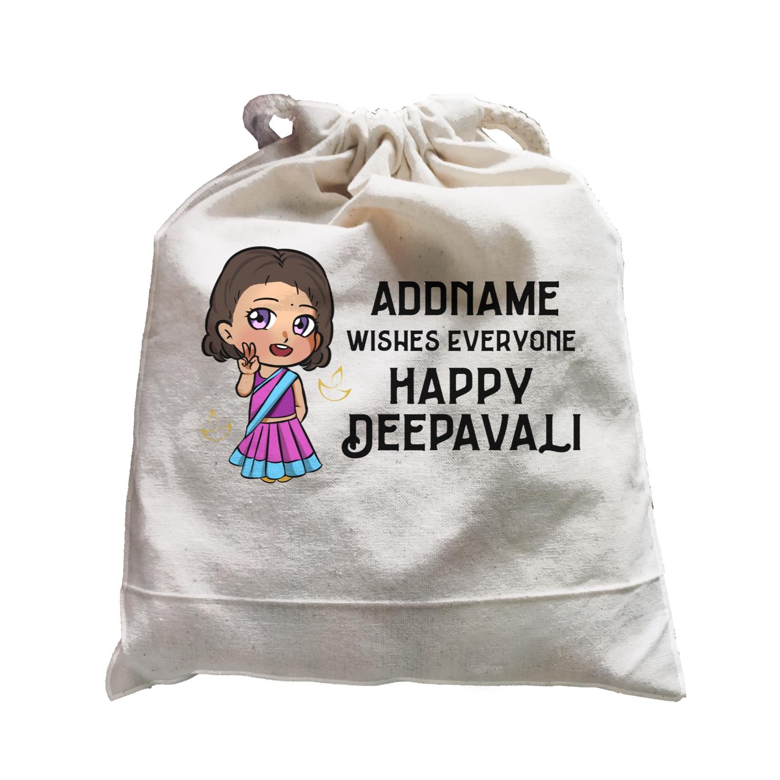 Deepavali Chibi Little Girl Addname Wishes Everyone Deepavali Satchel